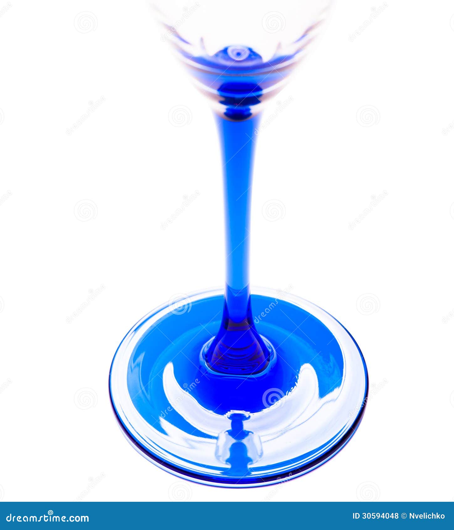 Empty Wine Glass with Blue Stem Stock Photo Image of elegance, liquid 30594048
