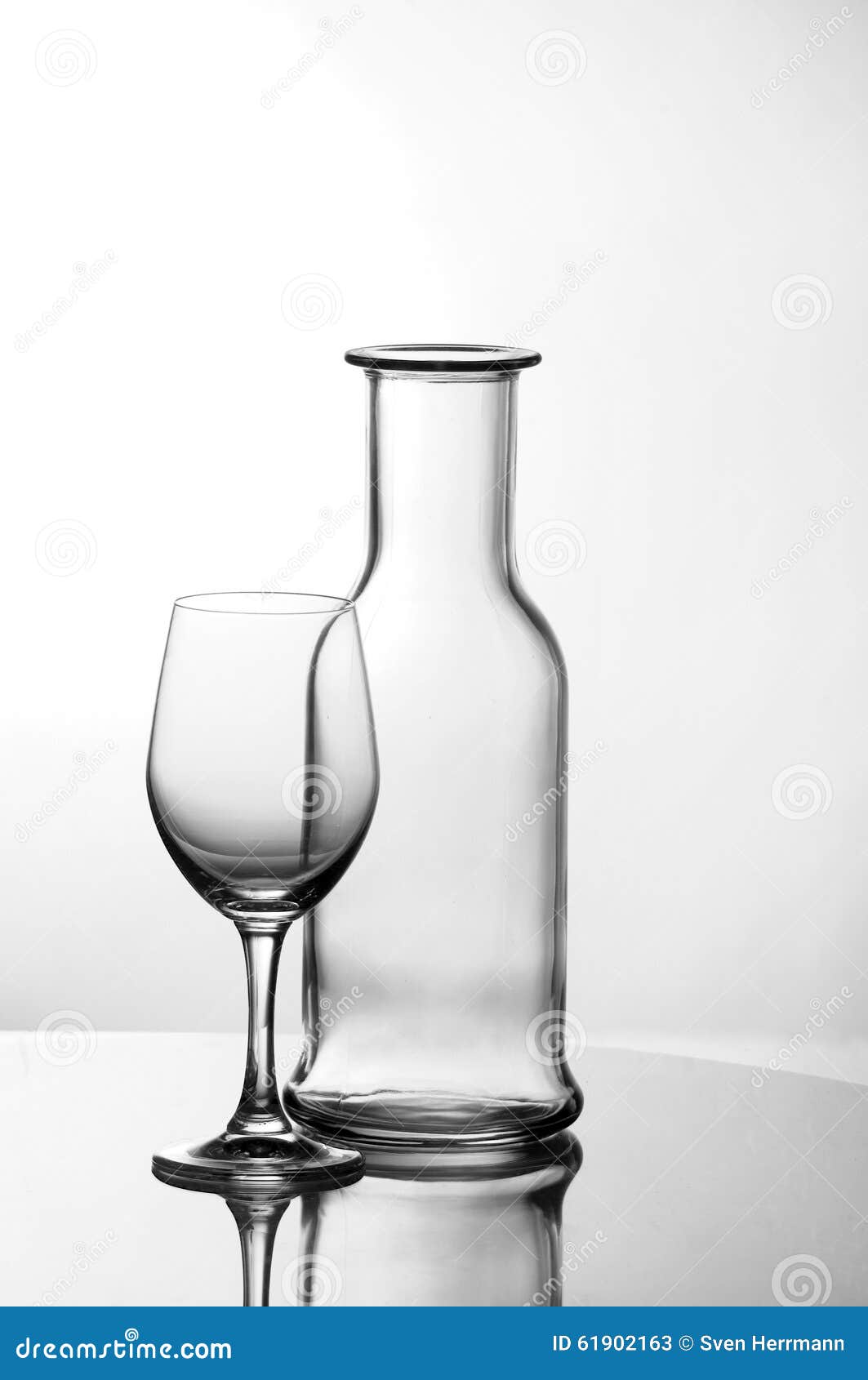 empty wine glass with bottle