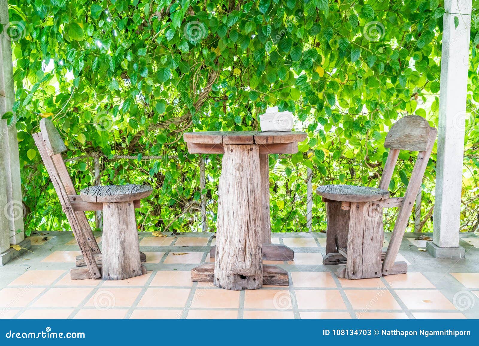 Empty Patio Chair and Table Stock Image Image of wood, empty 108134703