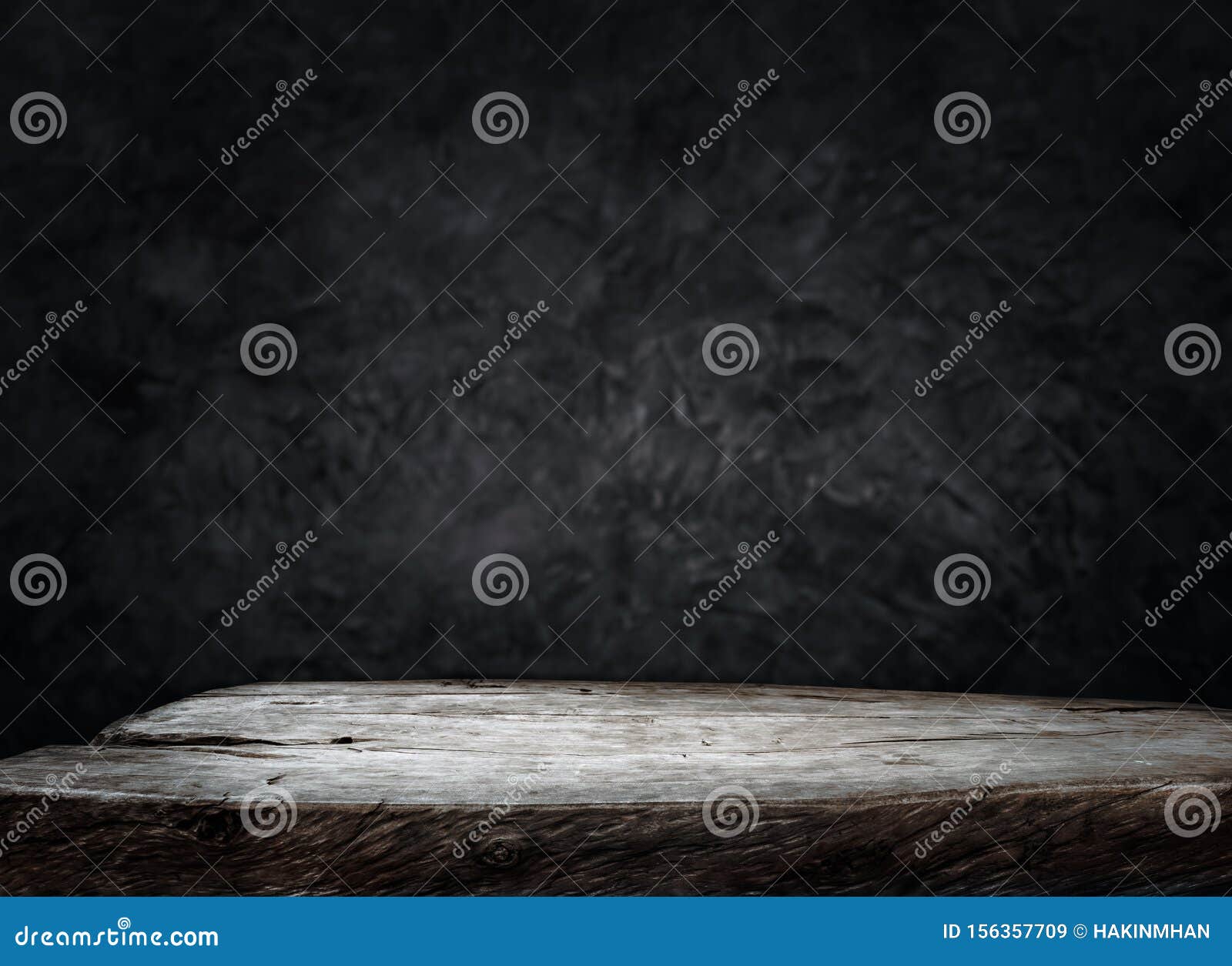 empty wood table top counter on dark wall background.for create product display or  key visual