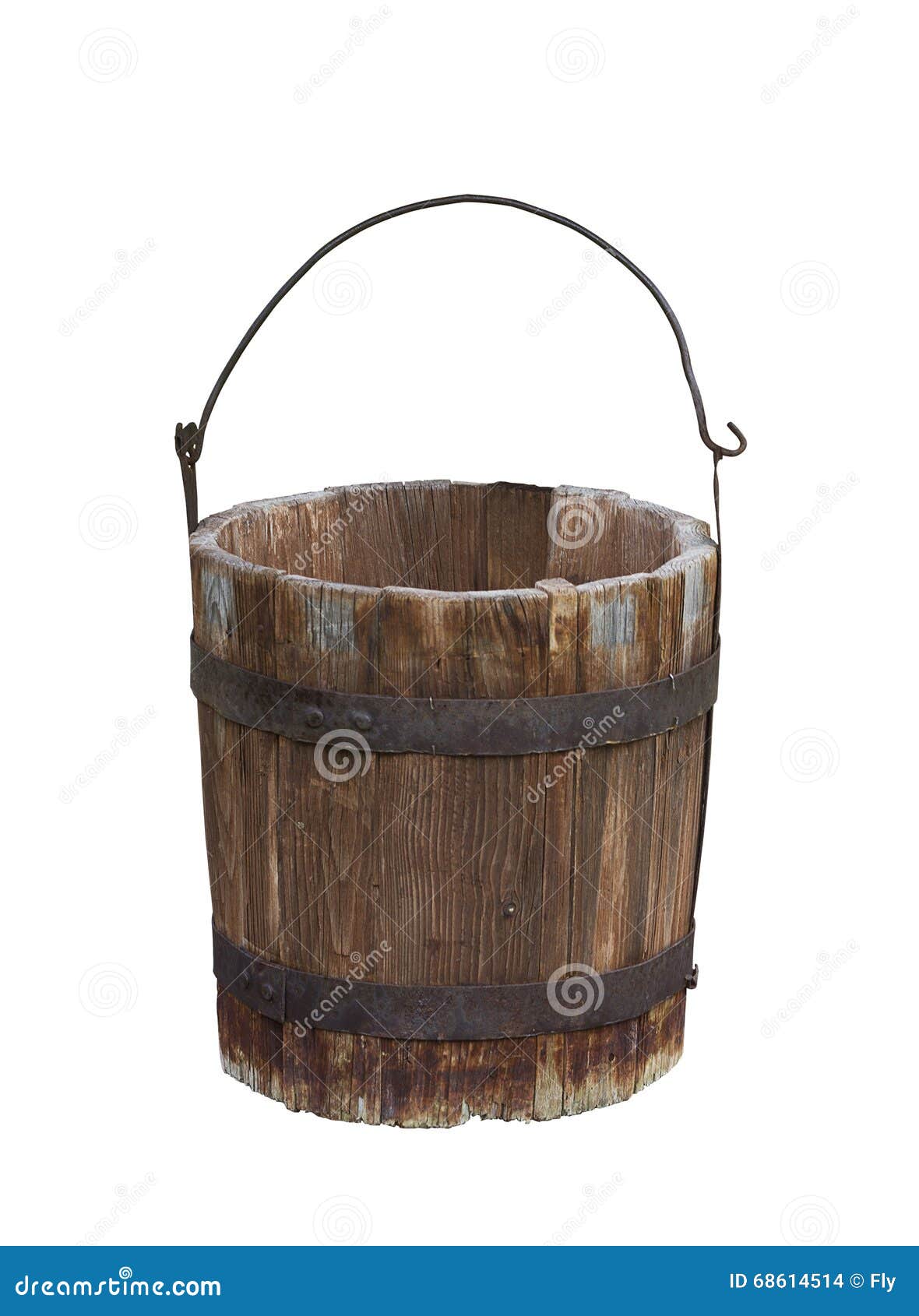 Empty wood water bucket stock photo. Image of isolated 68614514