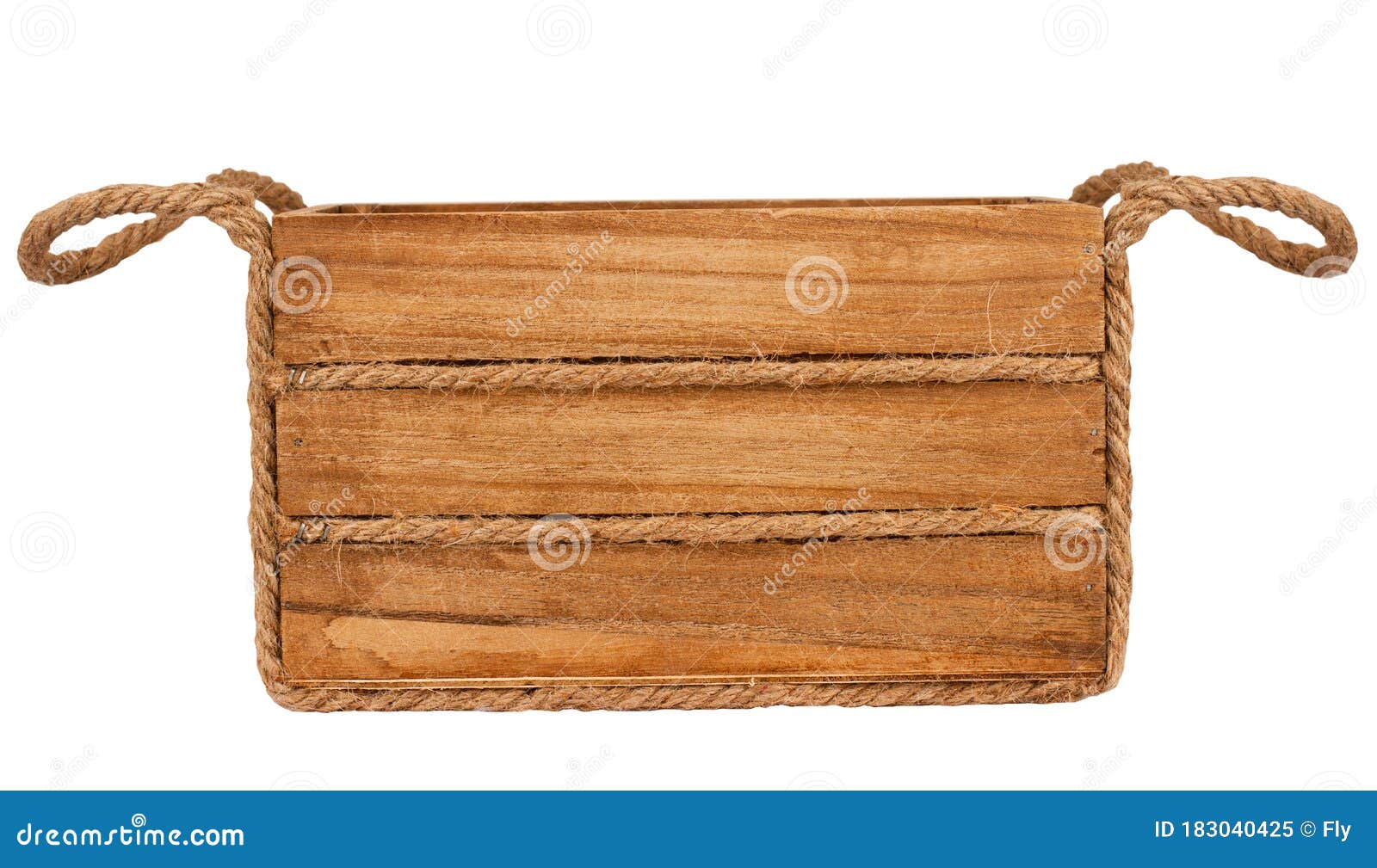 Empty Wooden Box with Rope Handles on White Stock Image - Image of  perspective, board: 183040425