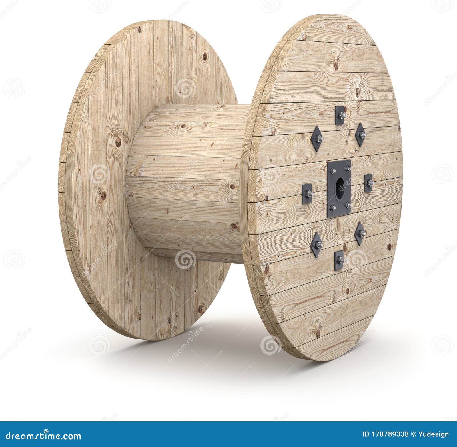 Empty wooden cable drum stock illustration. Illustration of supply -  170789338