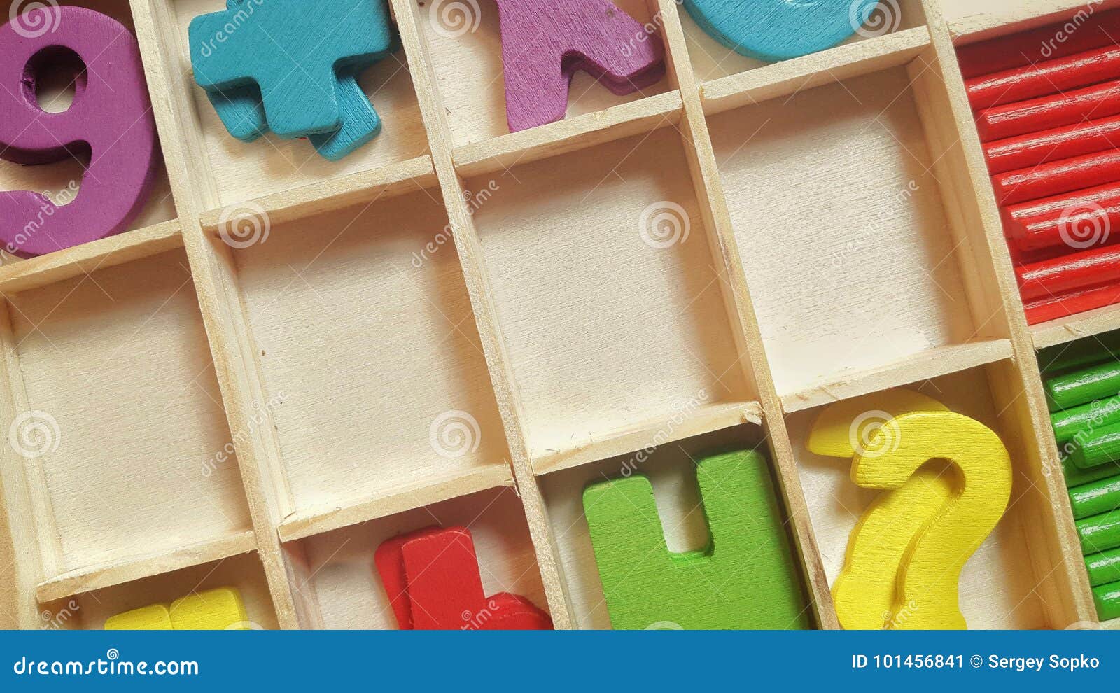 Empty Wooden Cages for Letters or Numbers Stock Image Image of