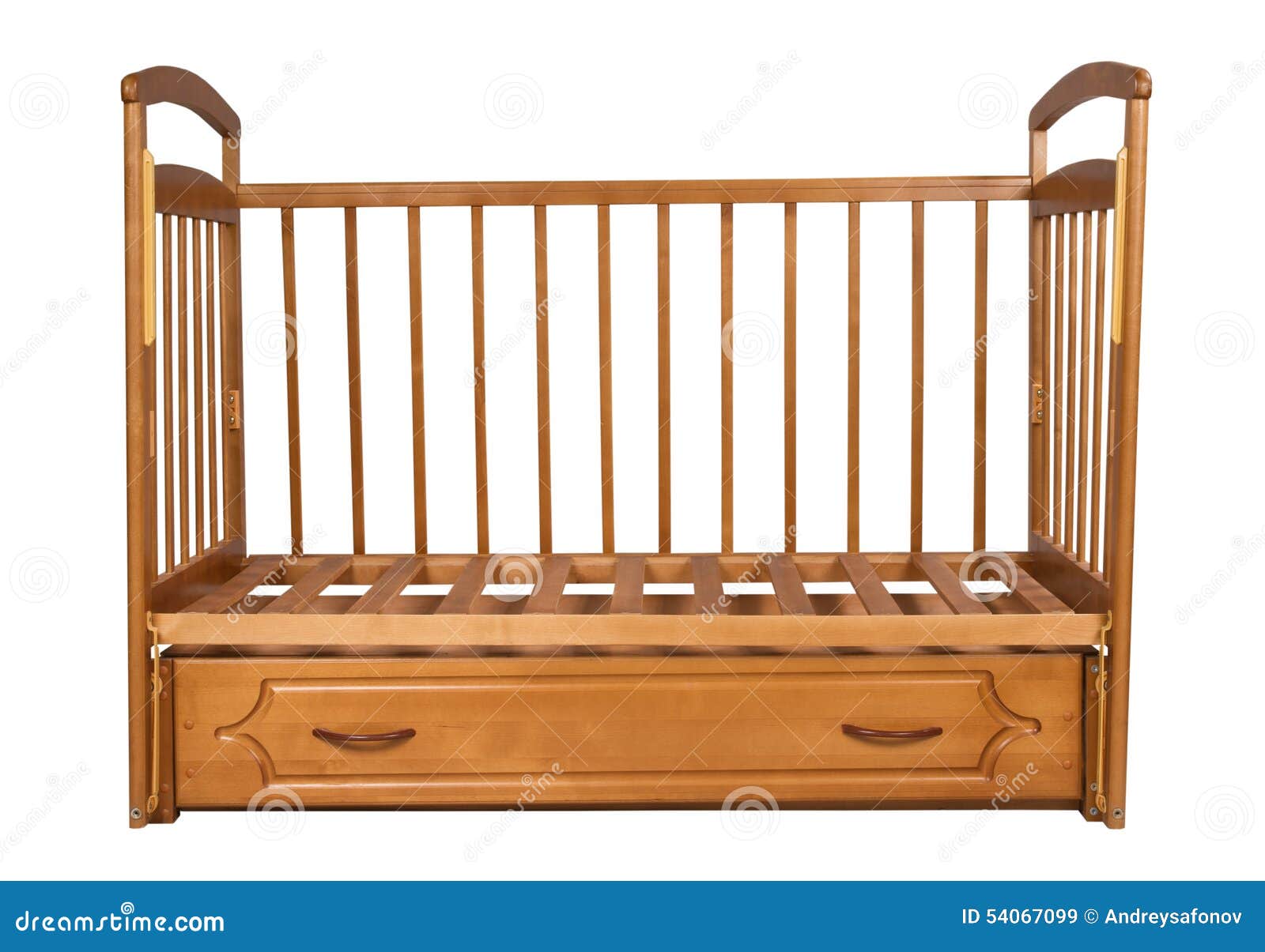 Empty Wooden Cot Isolated on White Background Stock Image Image of