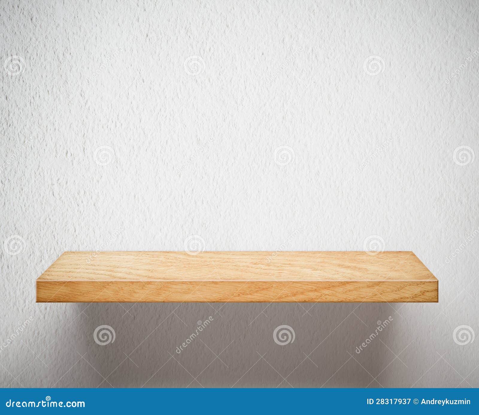 Empty Wooden Shelf Or Bookshelf On White Wall Royalty Free ...