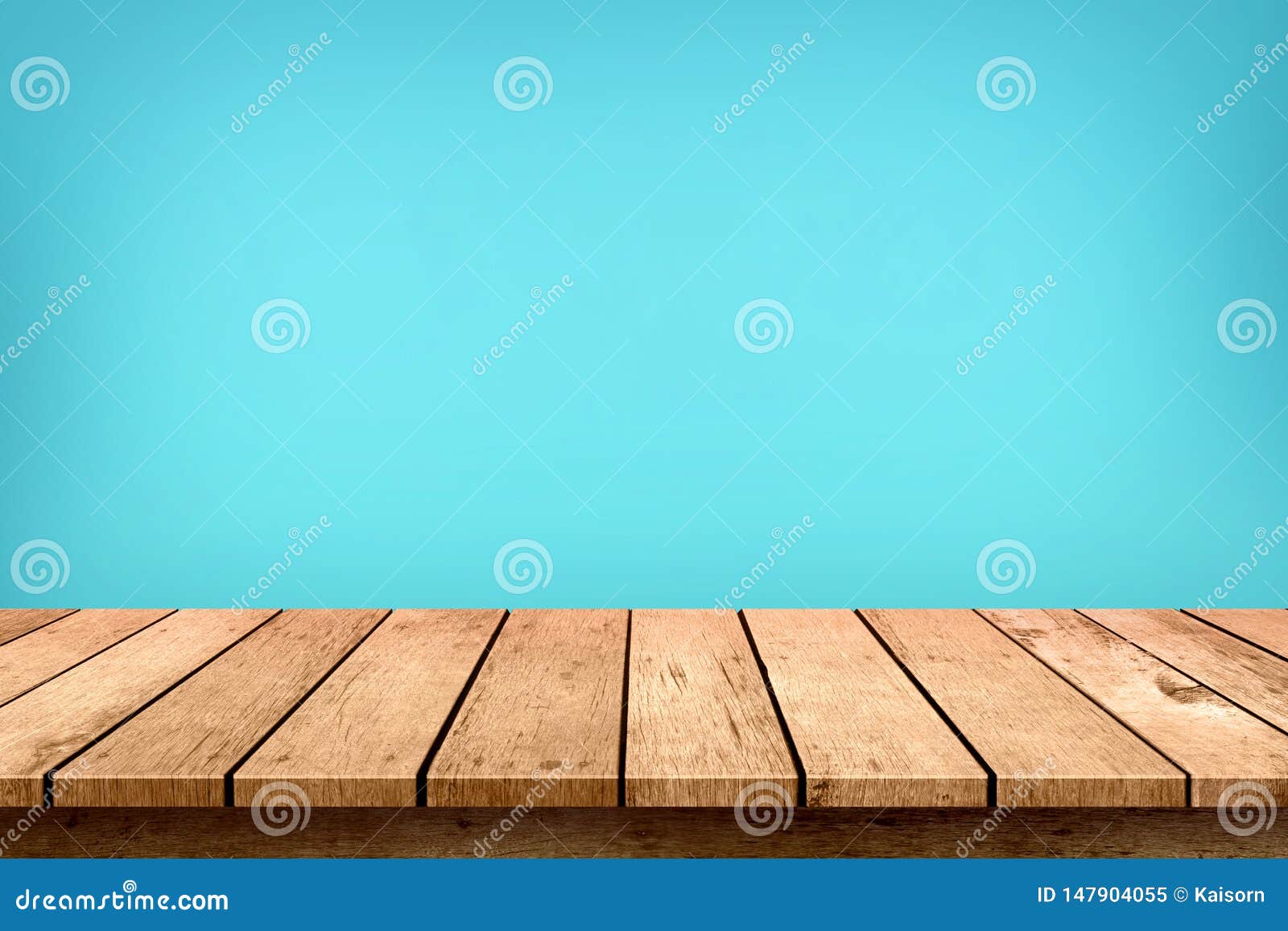 Empty Wooden Table Top On Pastel Blue Colour Background Used For Display Or Montage Your Products Stock Image Image Of Empty Floor