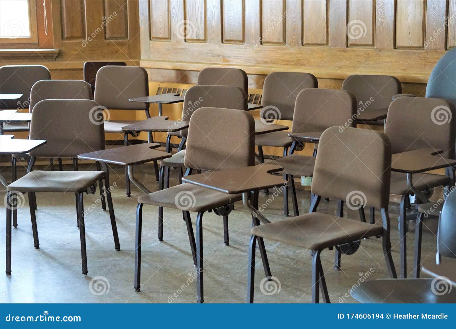 Empty Writing Desks In Classroom Stock Photo Image Of Classroom