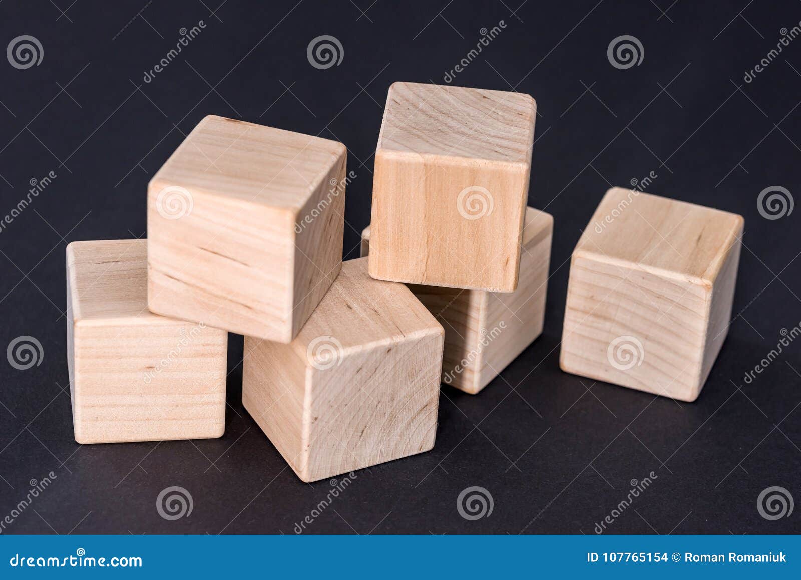 Empty Yellow Wooden Cubes Isolated on Black . Stock Photo - Image of ...