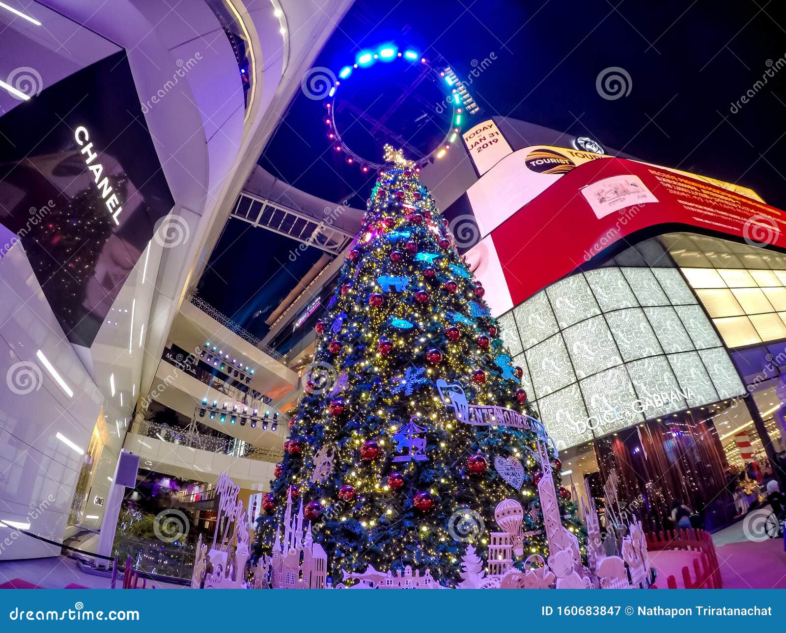 Emquartier Shopping Mall Sukhumvit Road Bangkok Thailand On December 18 2018 Light Up Large Christmas Tree To Celebrate Christmas Editorial Photography Image Of Phong Emquartier 160683847