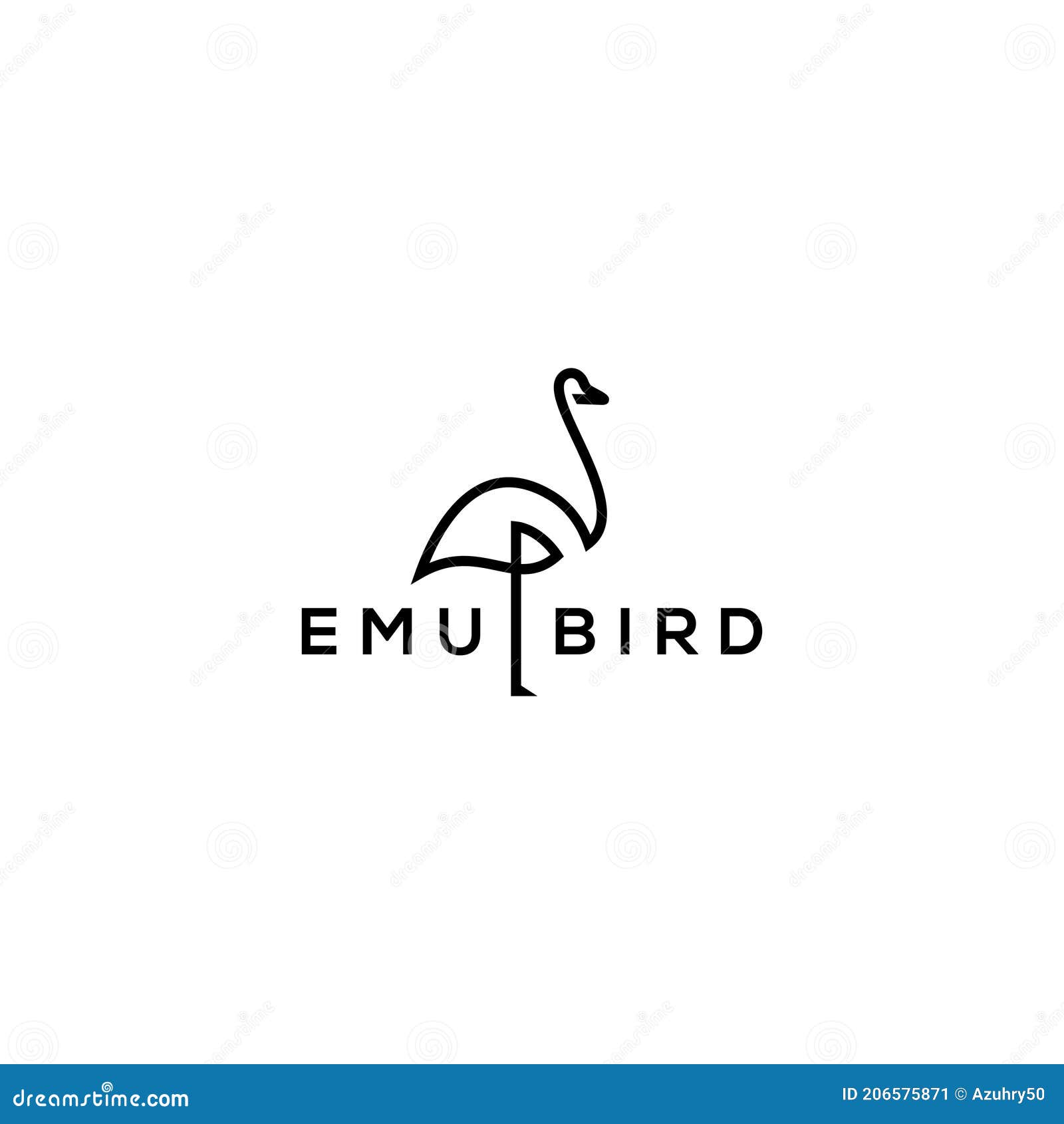 emu bird line outline logo  icon 