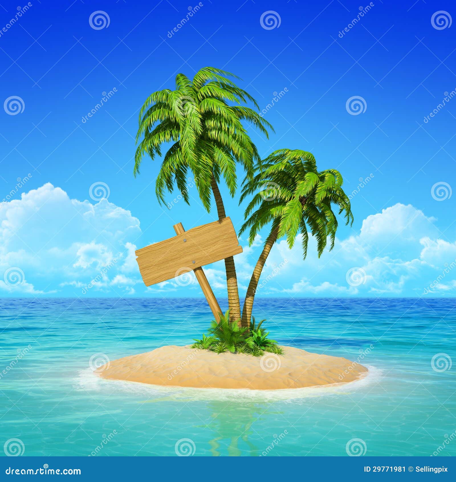 image stock en bois connectez vous l île tropicale de désert avec le palmier concept pour le repos vacances station de vacances voyage image