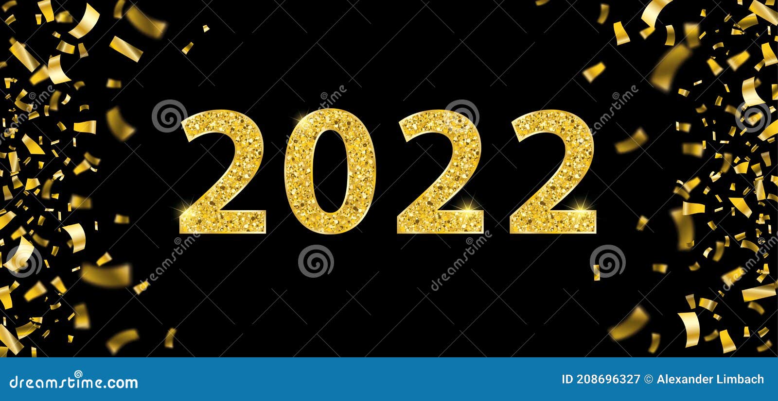 En-tête D'or Noir De 2022 Confettis Illustration de Vecteur