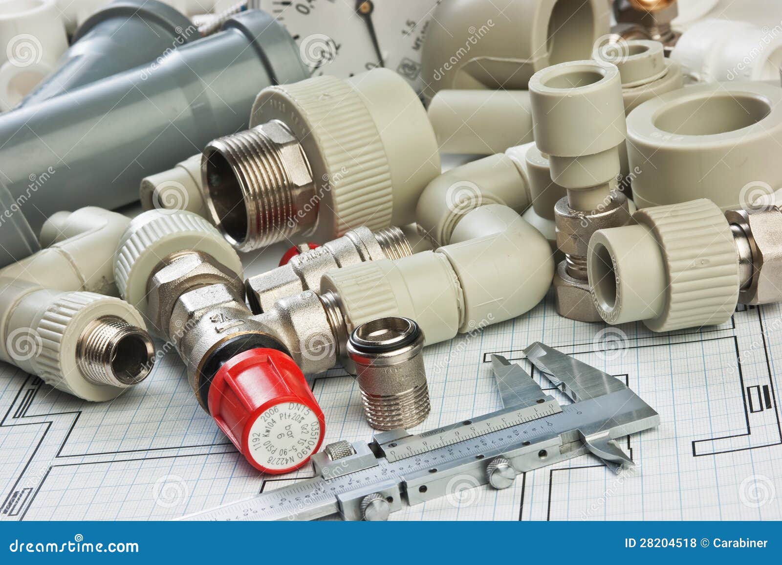 Encaixes De Canalização No Desenho Foto de Stock - Imagem de torneira,  mecânico: 28204518, image size:1600x1155