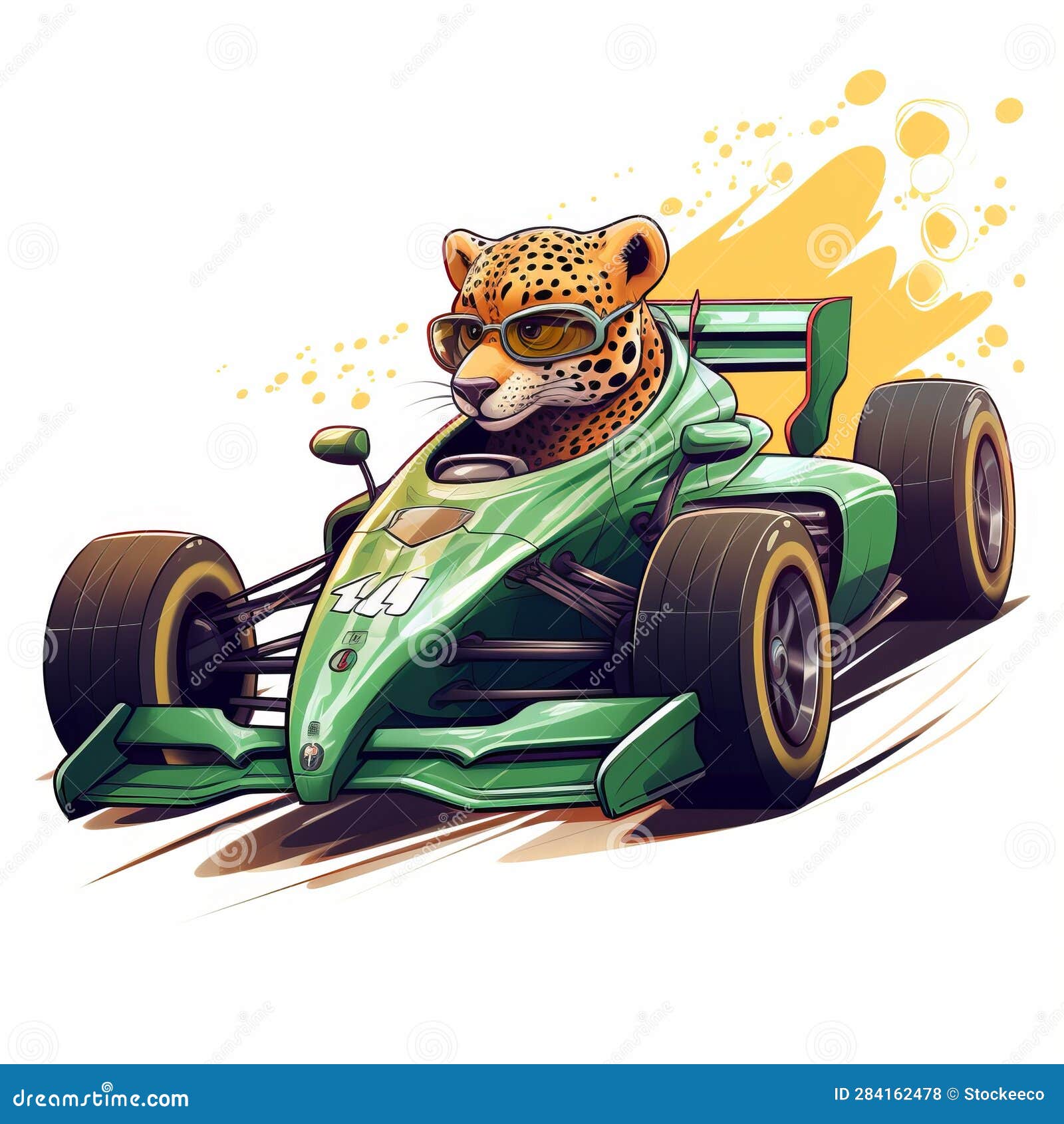 Ilustração Engraçada Do Carro Da Corrida Da Fórmula Dos Desenhos