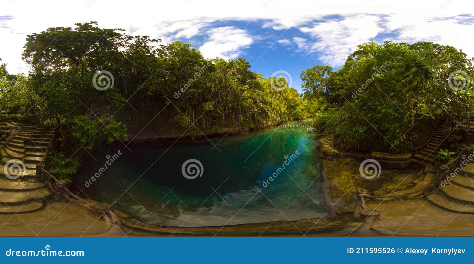 enchanted river in hinatuan, surigao del sur, philippines. 360-degree view