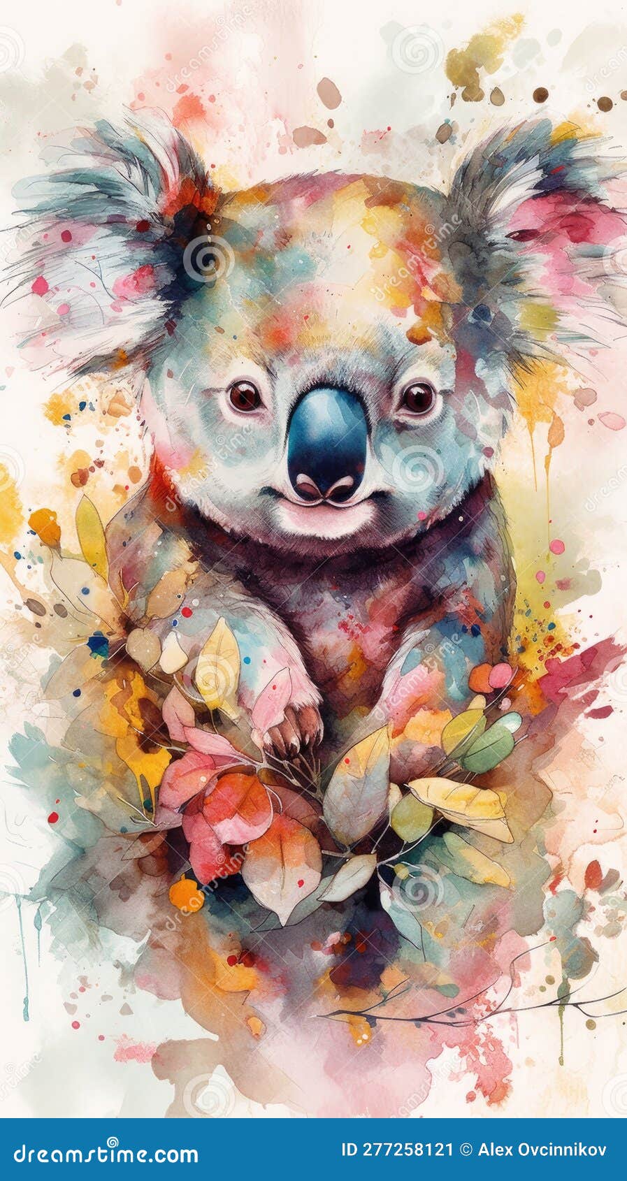 Enchanting Baby Koala in a Colorful Flower Field Watercolor Painting Ideal  for Art Prints and Greeting Cards Stock Illustration - Illustration of  nature, card: 277258121