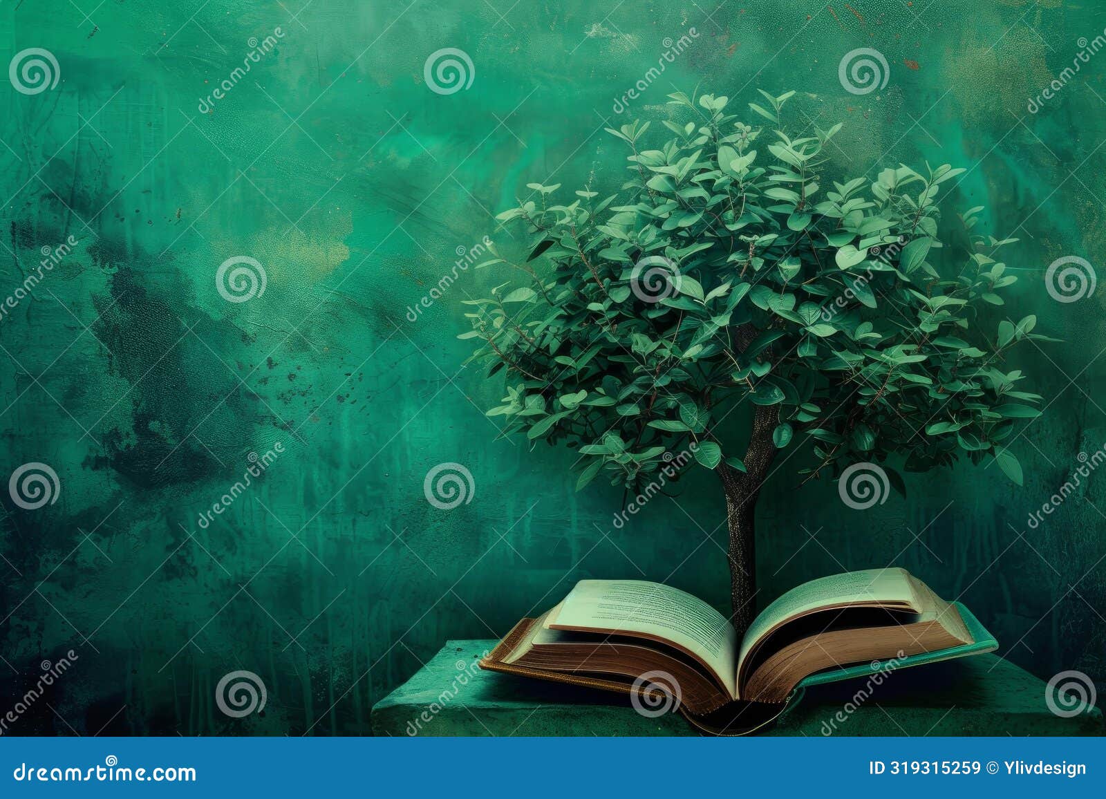 enchanting book with tree of knowledge
