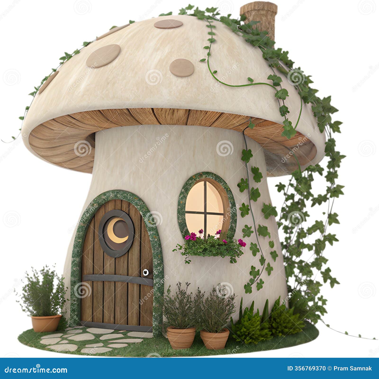 fairytale-style mushroom house clipart with whimsical .