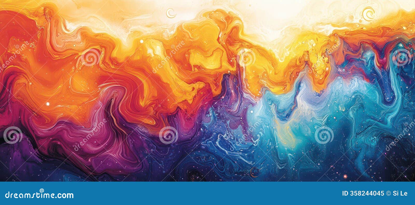 enchanting fluid art: swirling colors and celestial s convey whimsy and mystery with elegance and sophistication