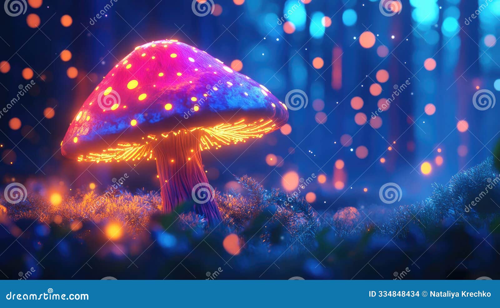 enchanting glowing mushroom found in a mystical and magical forest scene that awes