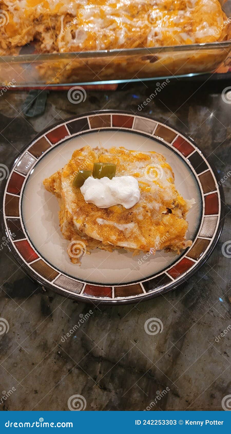 Enchilada bake casserole stock image. Image of entree 242253303