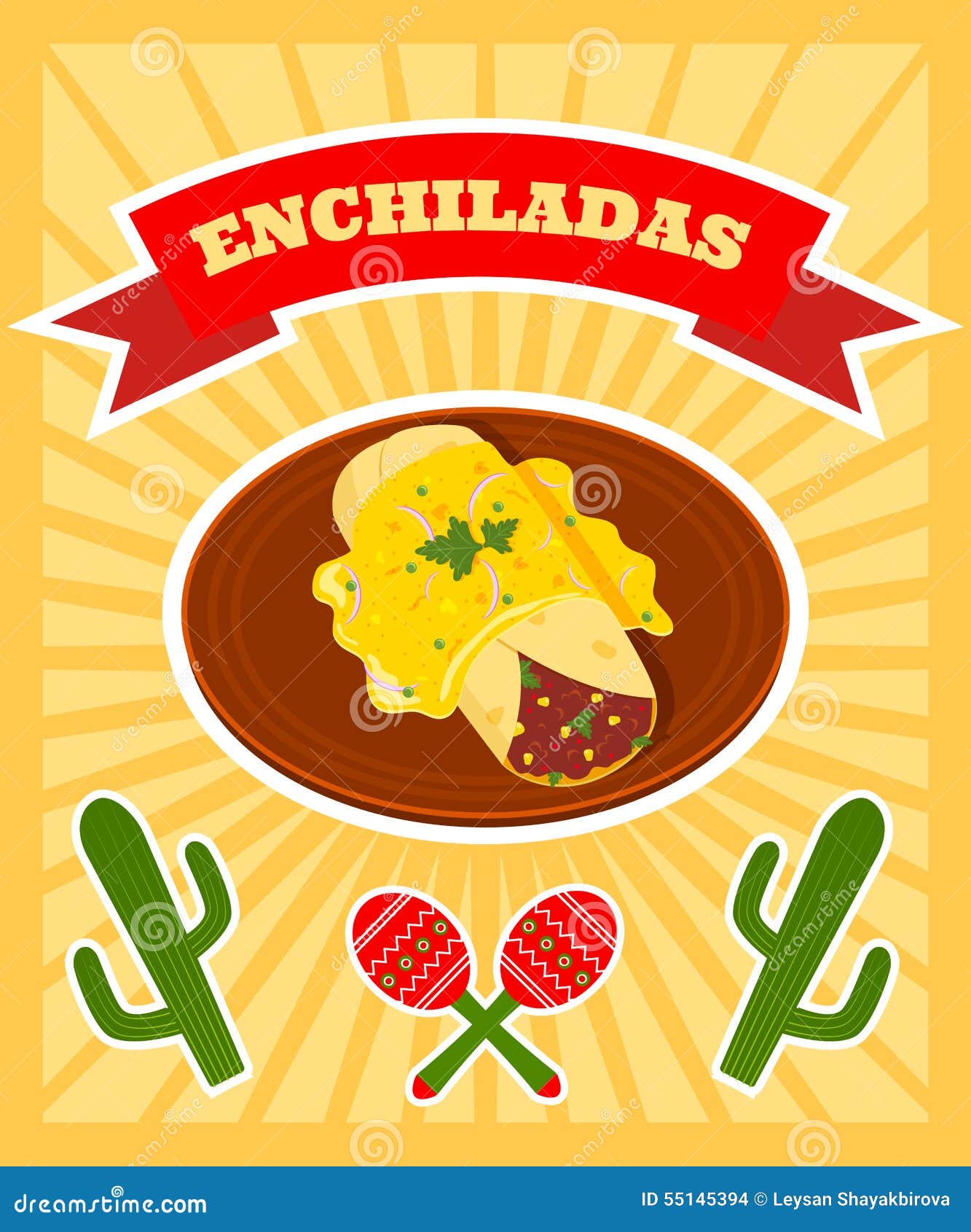 Enchiladas poster stock vector. Illustration of burrito - 55145394