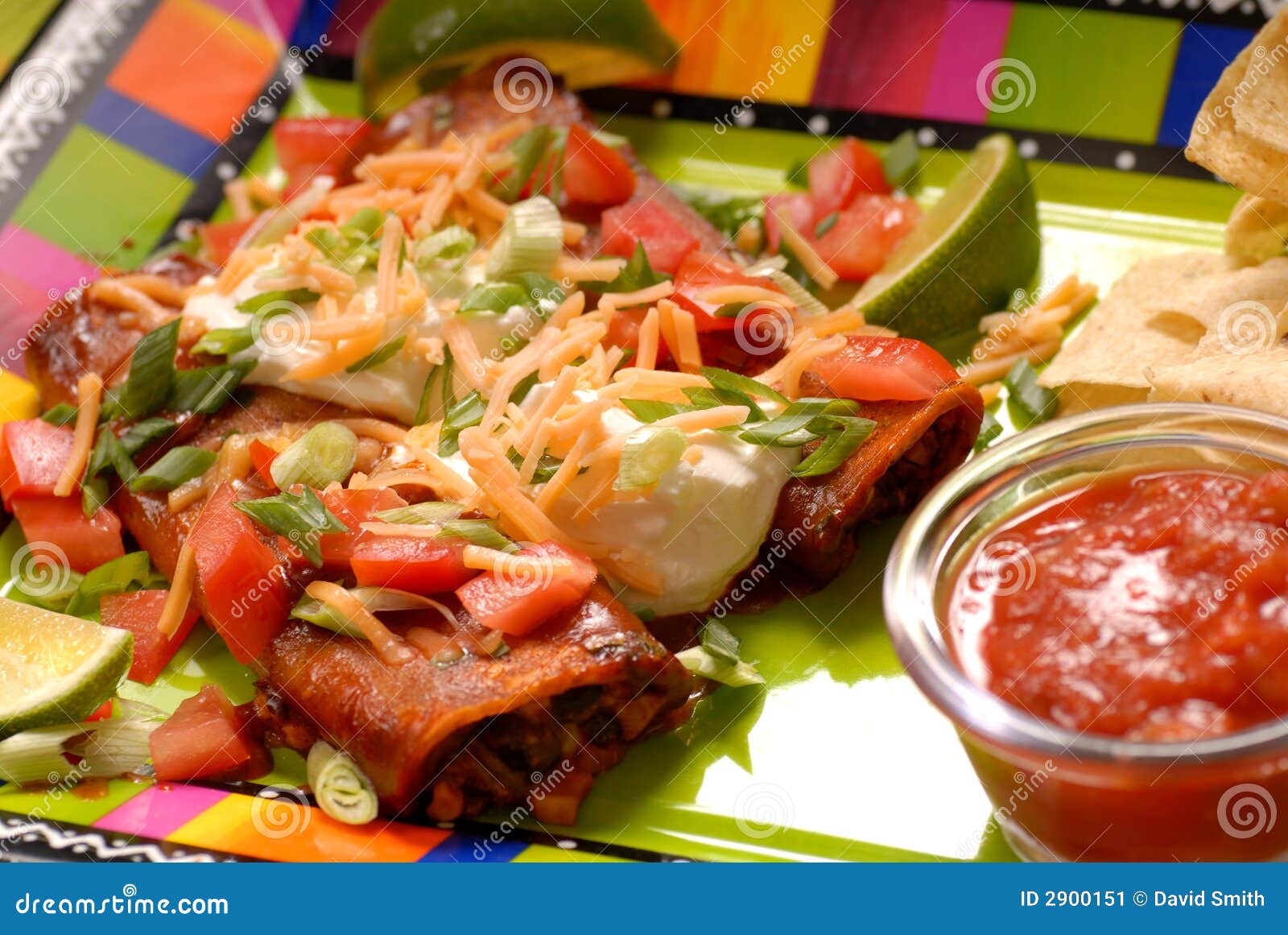 Enchiladas Y Virutas De Tortilla Imagen de archivo Imagen de disco