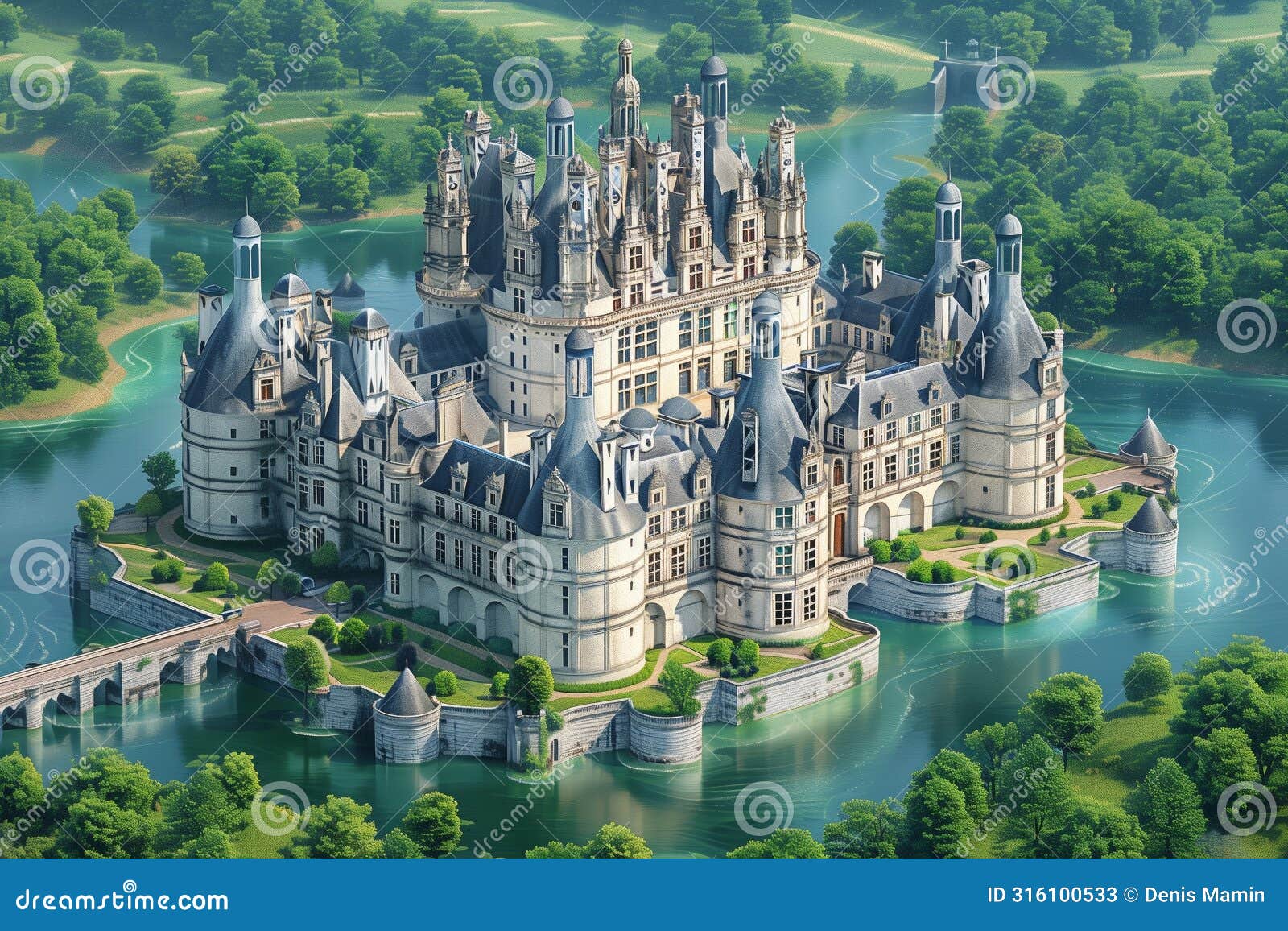 chambord castle water enclosure ai generated