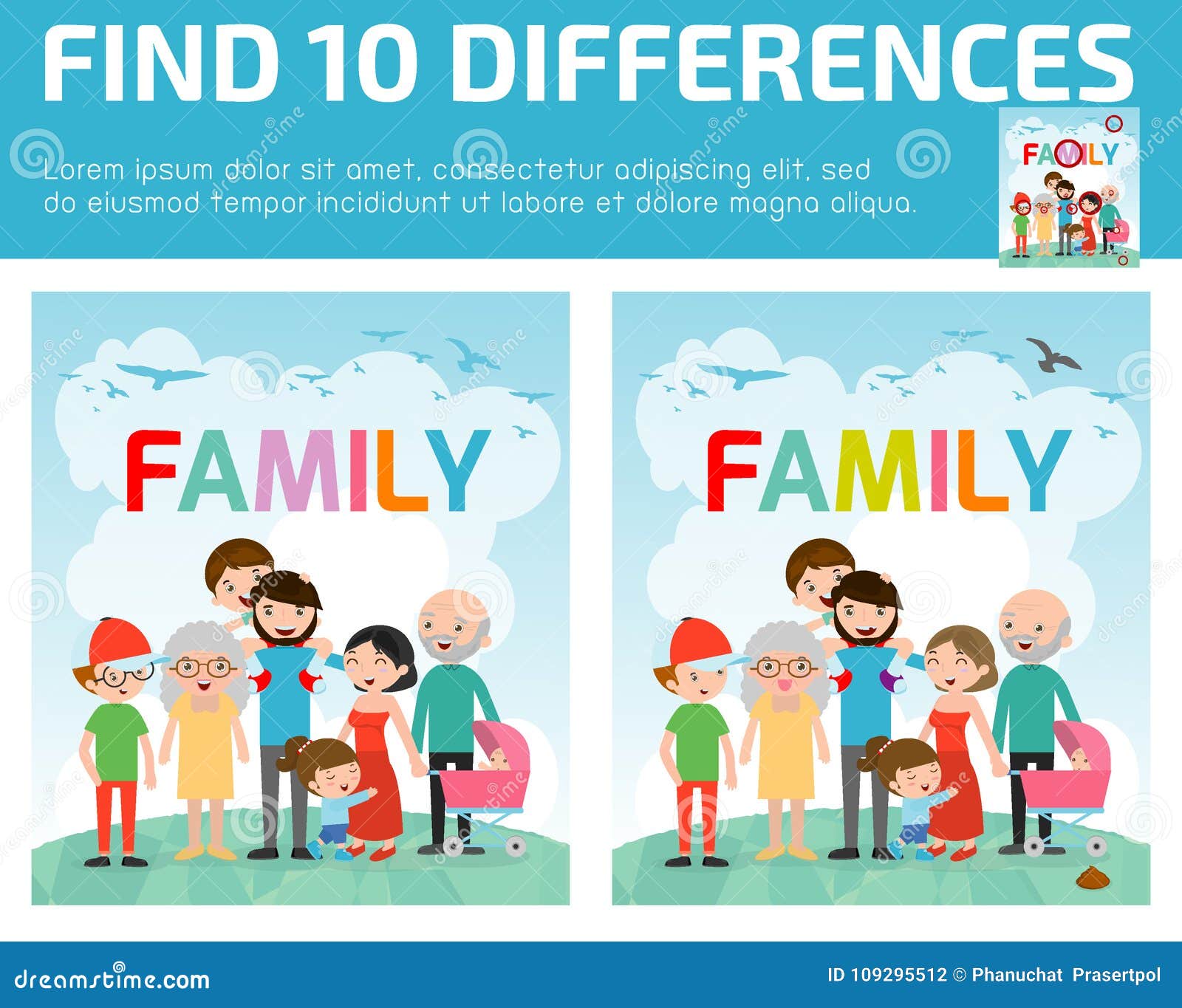 Encontre o jogo de diferenças para crianças. ação educacional de