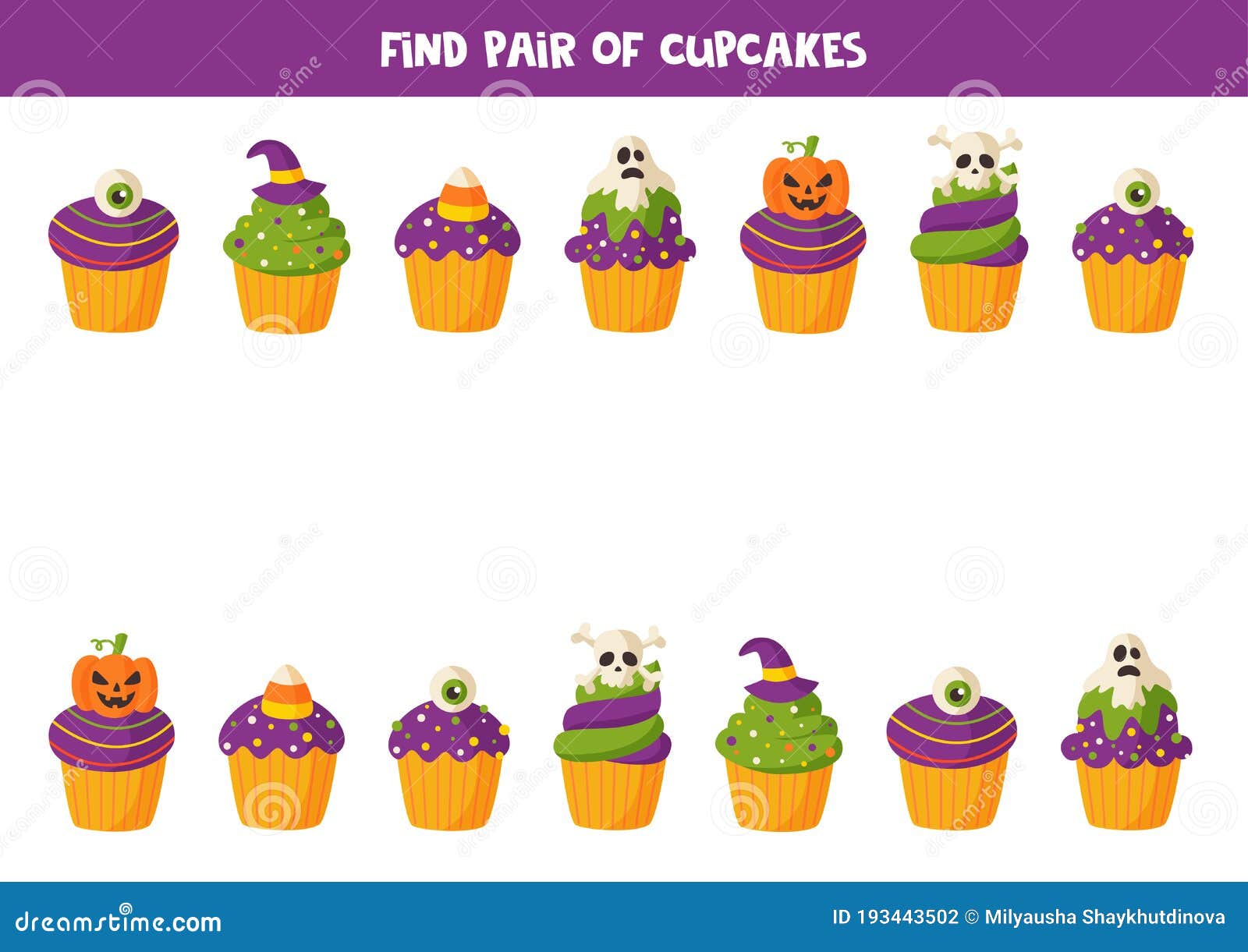 Jogo Educativo Para Crianças Página Para Colorir Cupcake De Comida