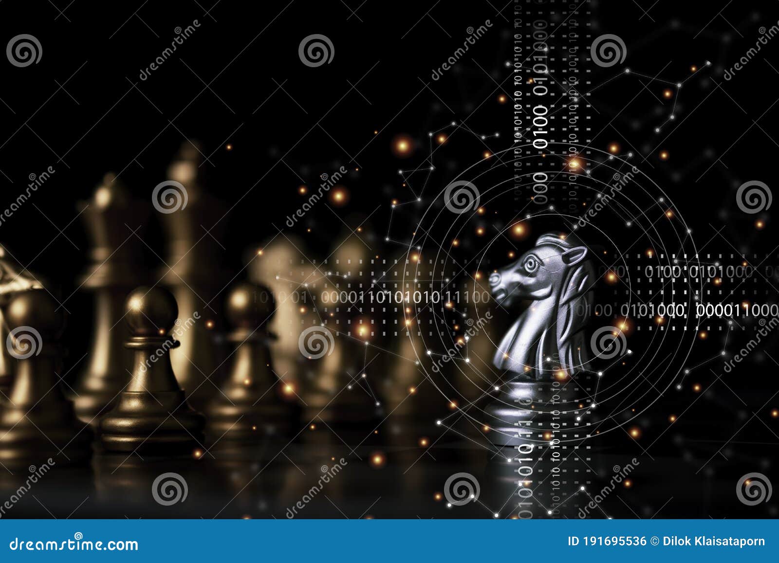 A batalha de peças de xadrez de cavalos, xadrez de cavalos de prata em um  tabuleiro de xadrez