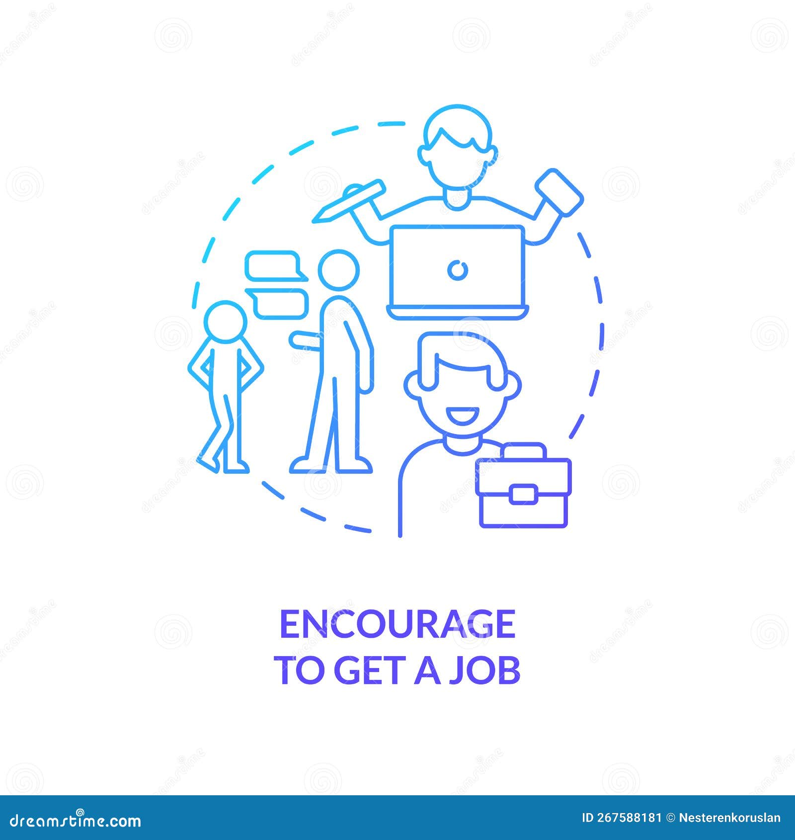 encourage to get job blue gradient concept icon