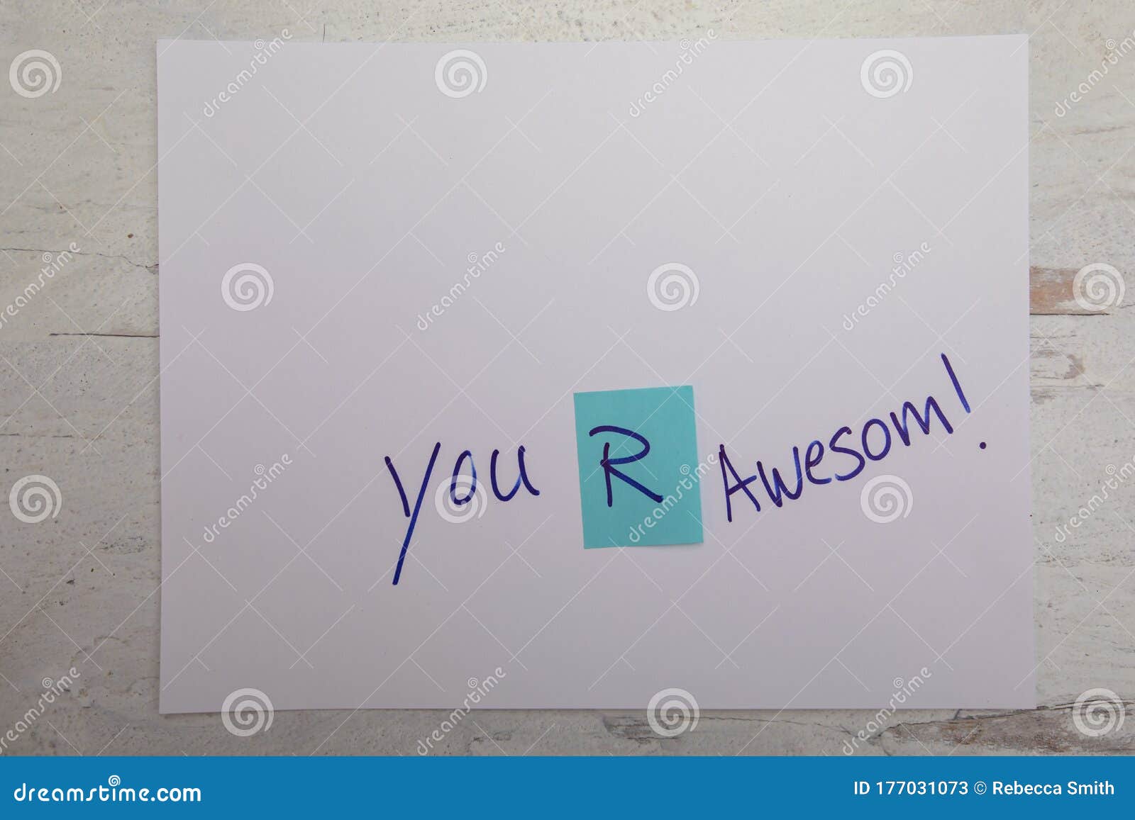 Encouraging Message Hand Written on White Paper You are Awesome