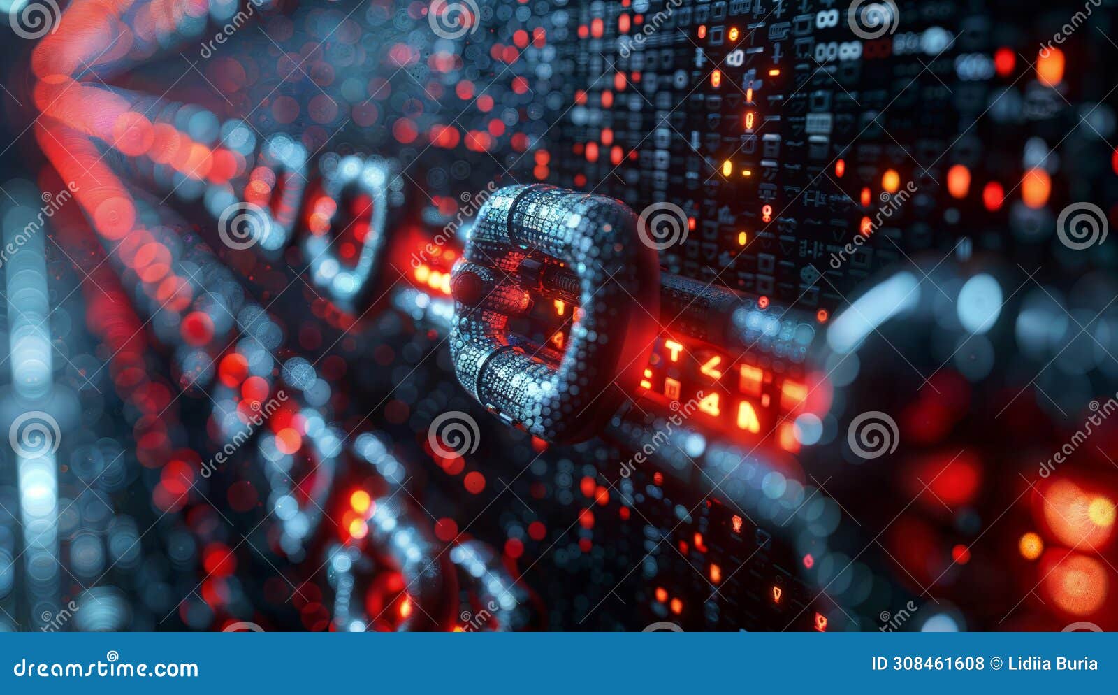 encrypted metaverse: delve into the depths of the digital realm with glowing data streams., generative ai