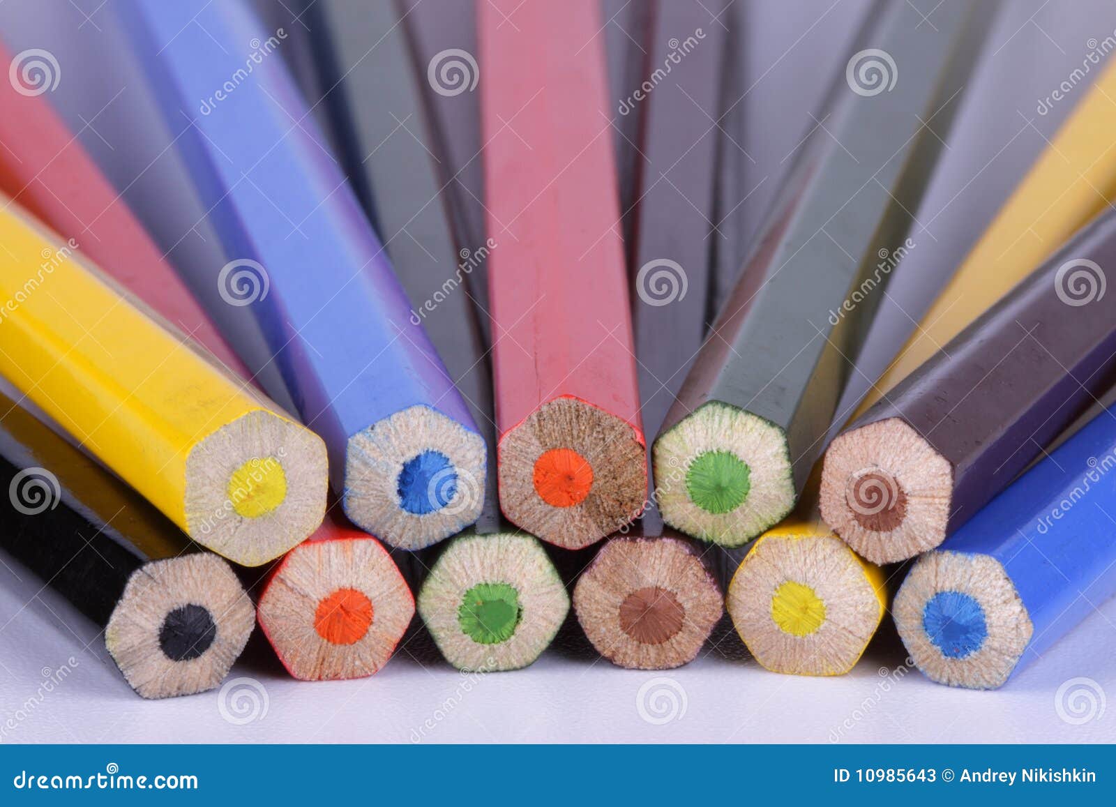 End Faces of Various Colour Pencils Stock Image Image of objects