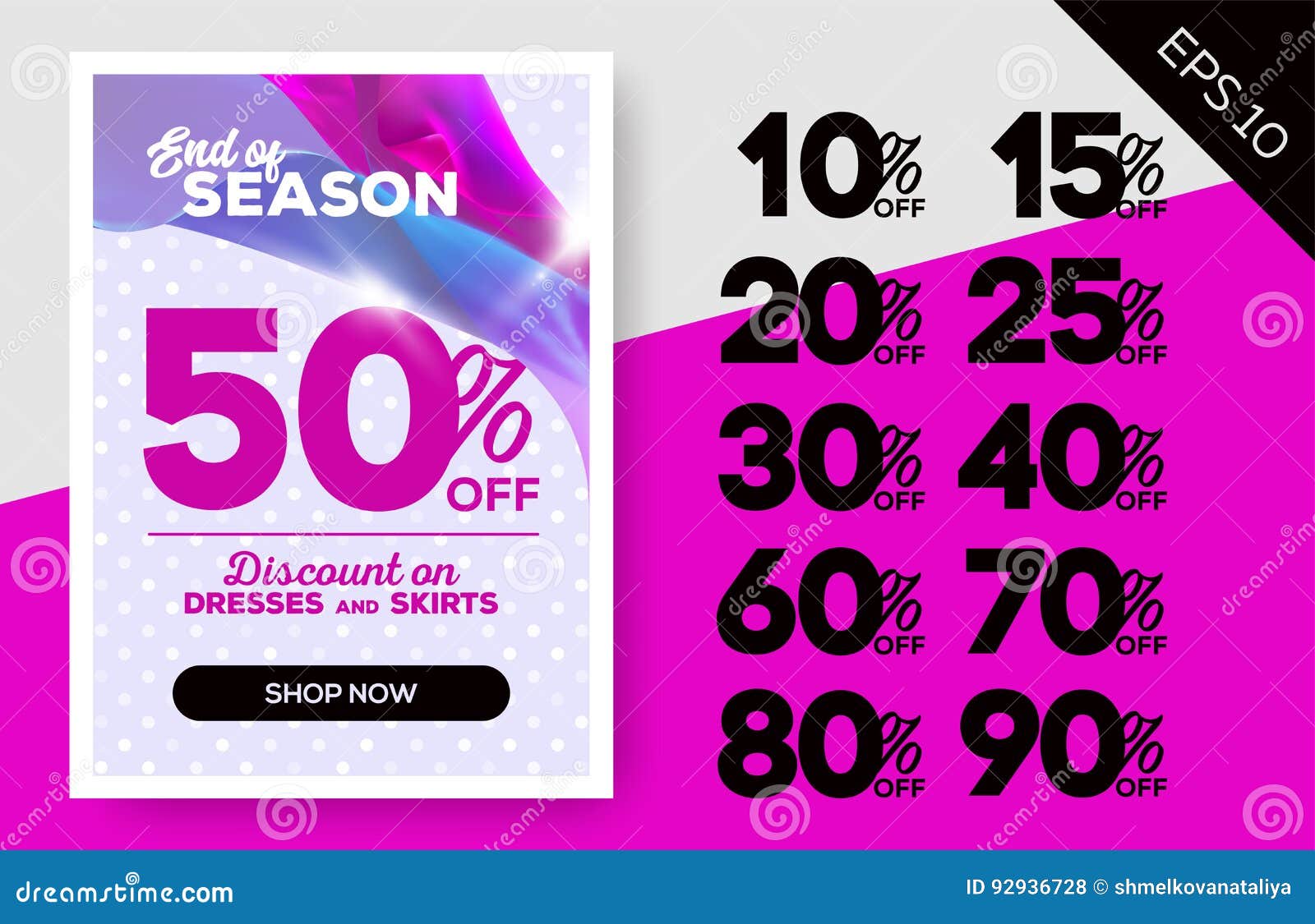 End of Season Sale Banner with Flying Satin. Stock Vector - Illustration of  poster, advertising: 92936728