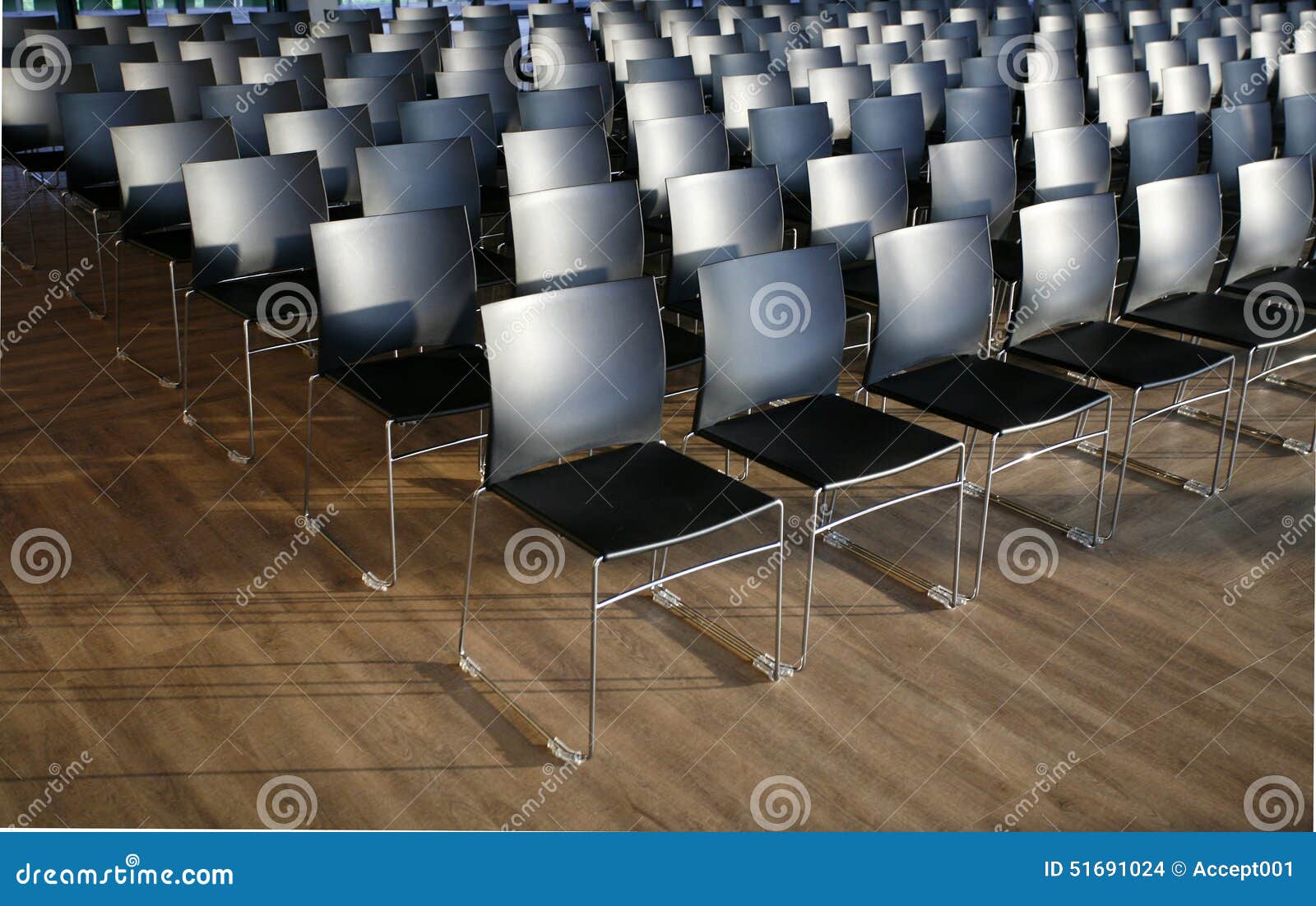 Endless Rows of Chairs in a Modern Conference Hall Stock Photo Image