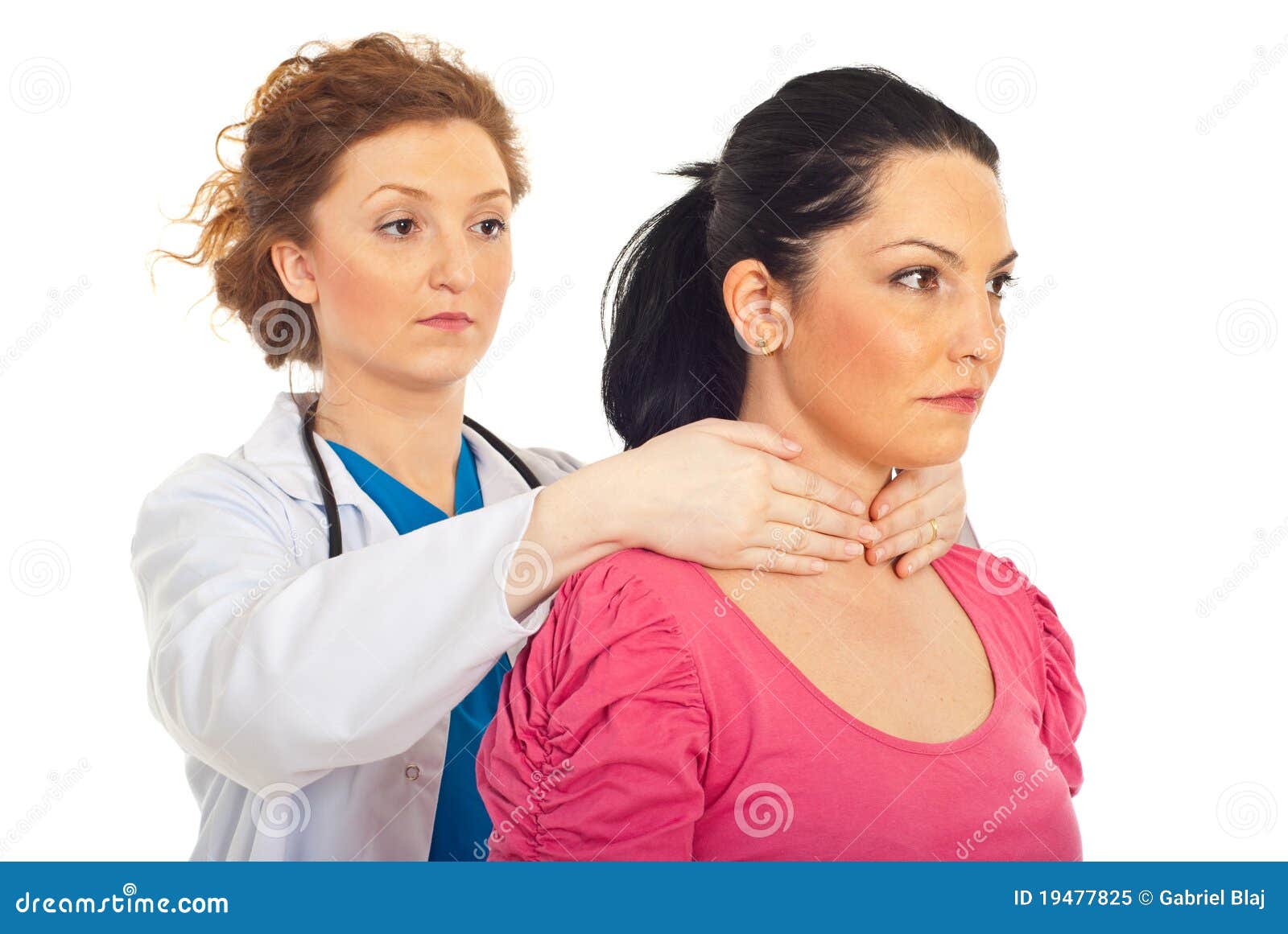 endocrinologist examine thyroid woman