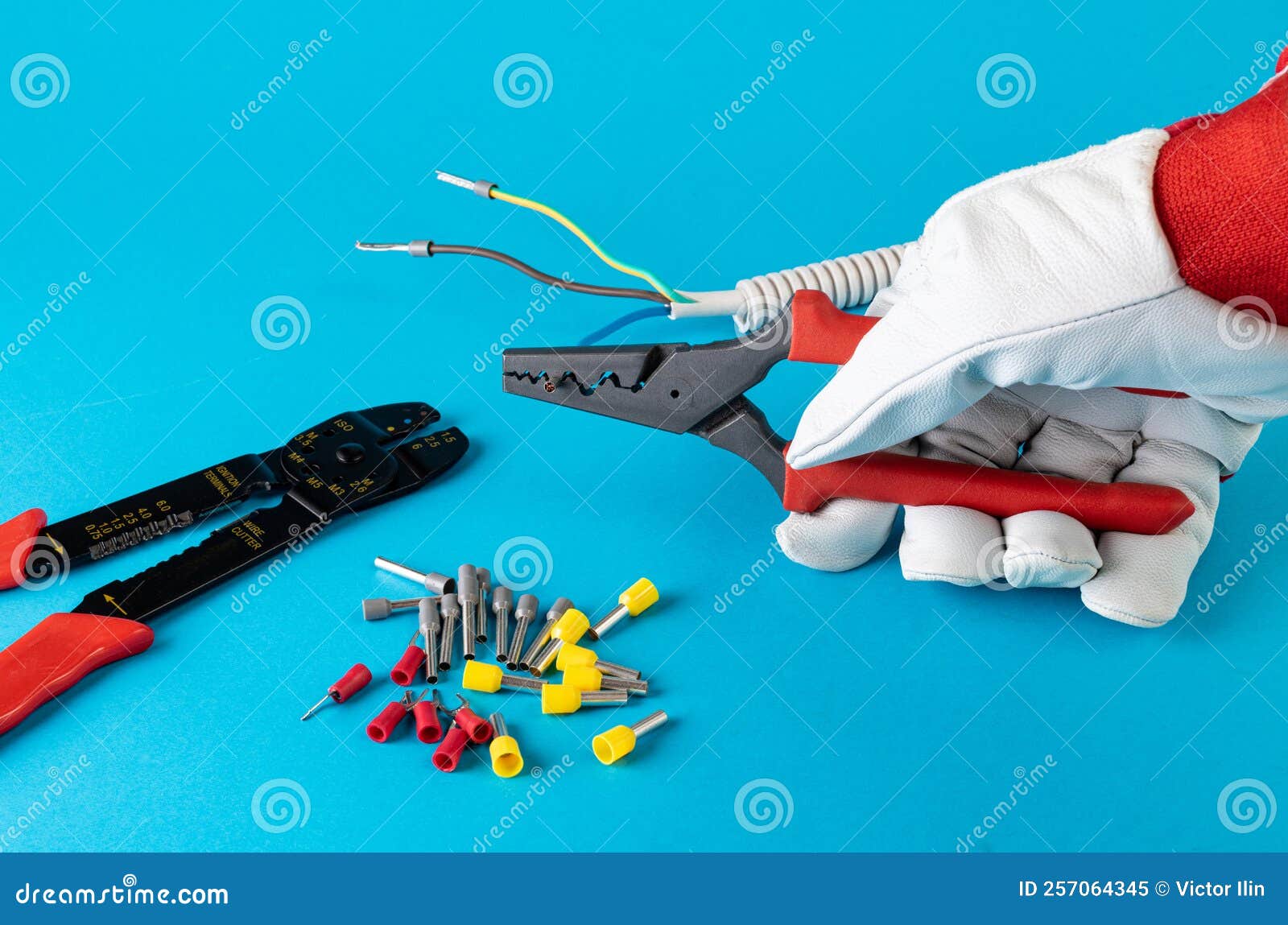 The Ends of the Copper Wire are Clamped in the Terminals with a Special Tool Stock Image Image
