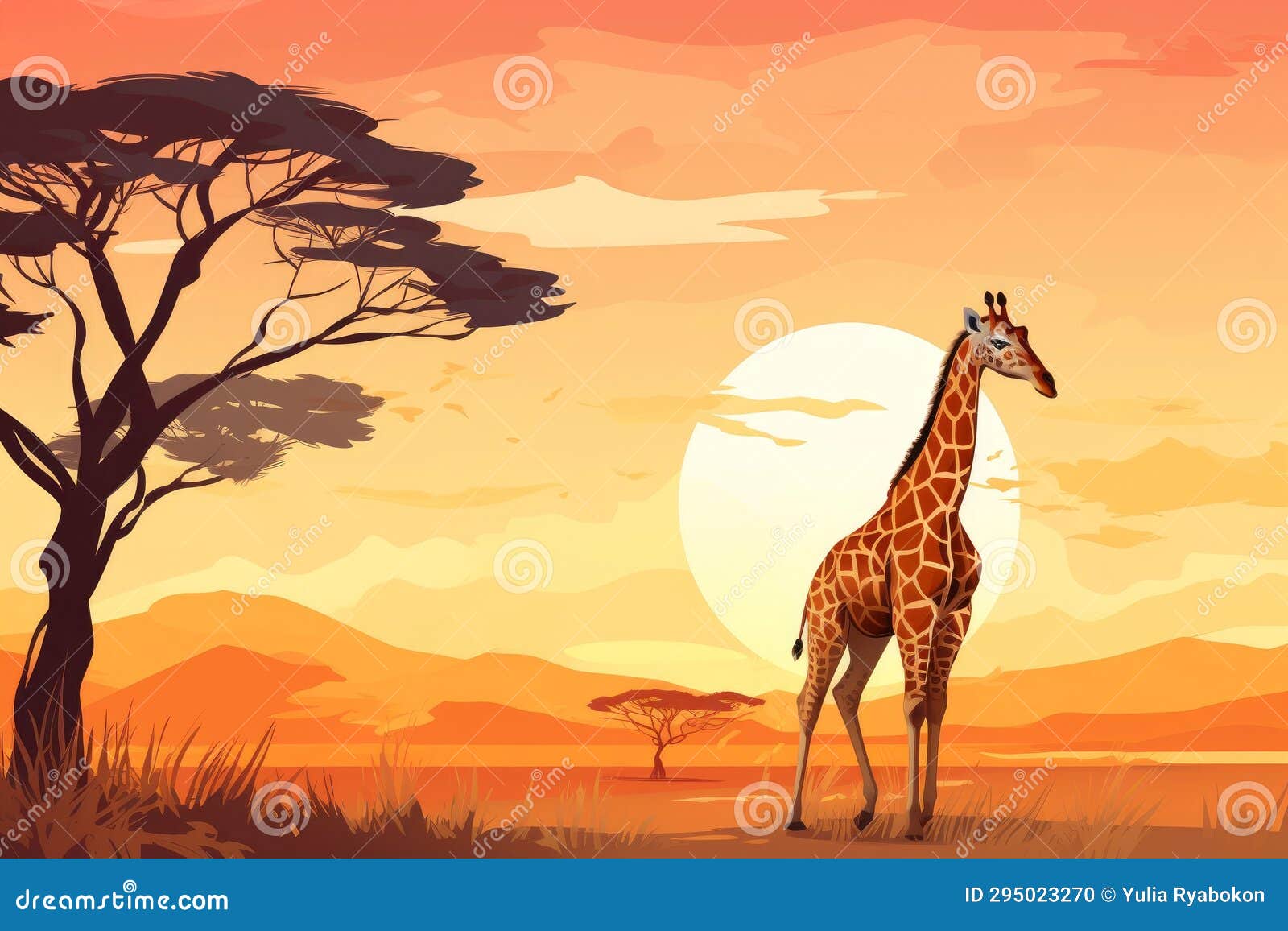Giraffe In The African Savanna Stock Photography | CartoonDealer.com