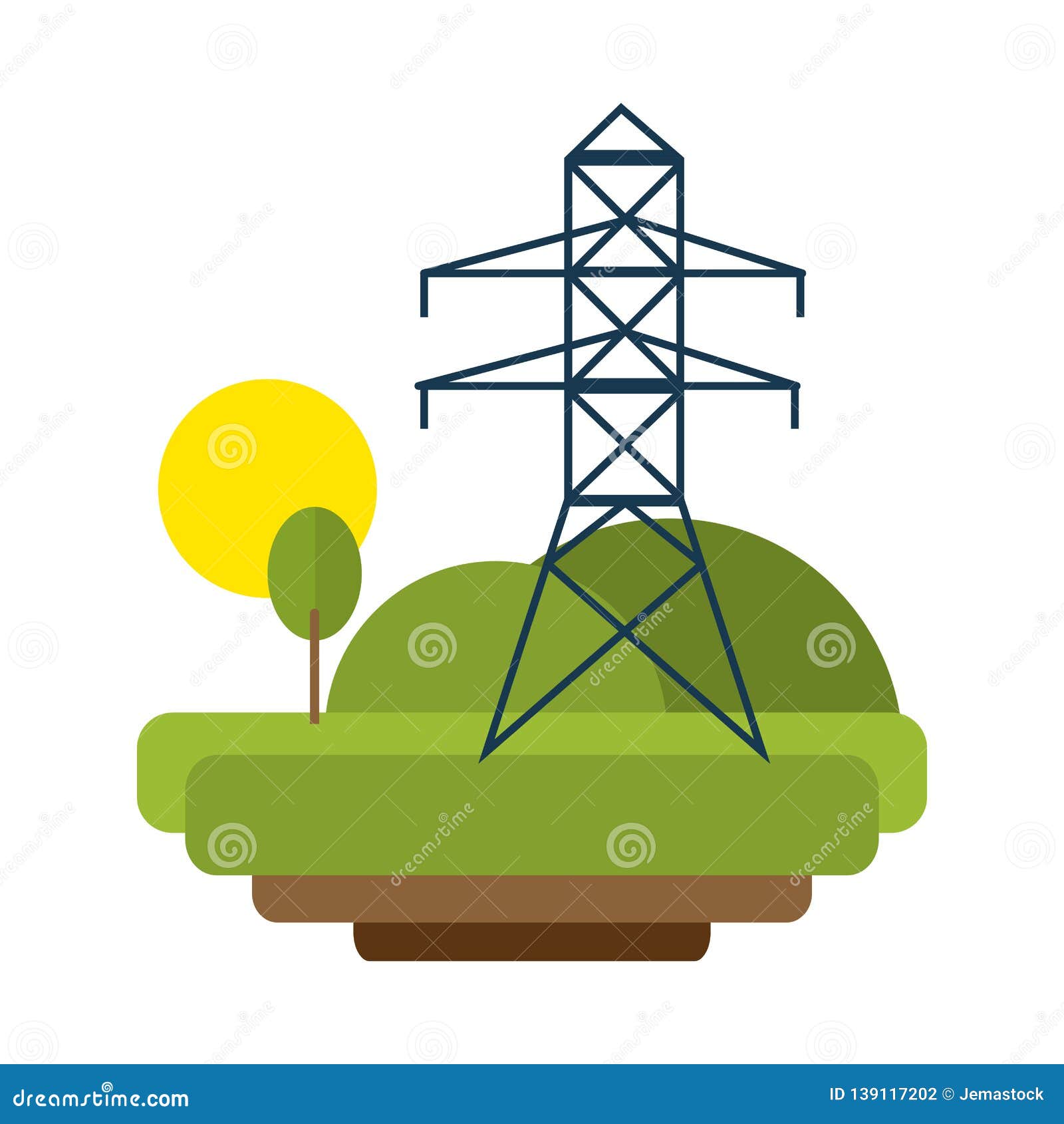 Energía Eléctrica De La Torre En Naturaleza Ilustración del Vector -  Ilustración de potencia, ecosistema: 139117202