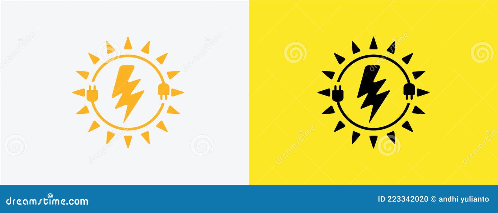 Icono de enchufe eléctrico y sol concepto de energía solar