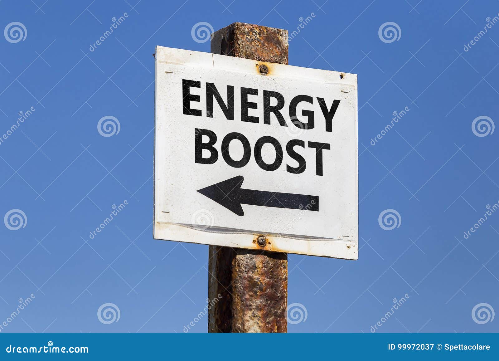 energy boost word and arrow signpost