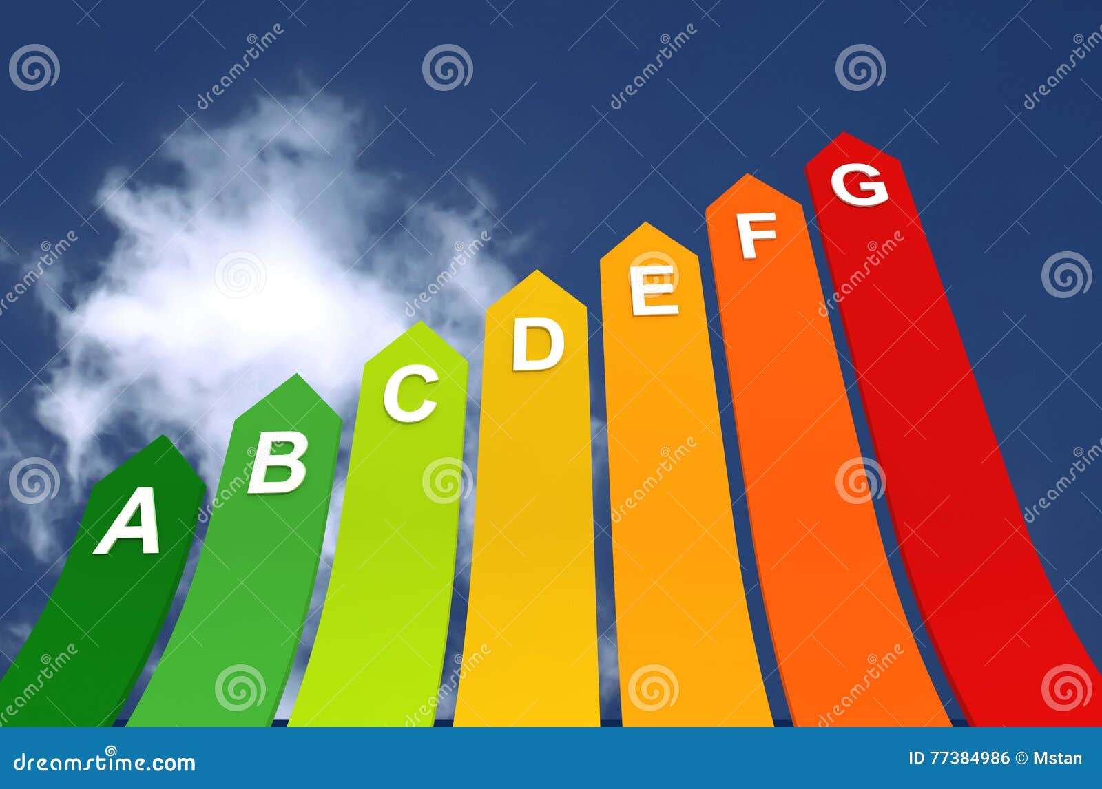 Energy Efficiency Bar Chart Concept 3d Illustration Stock Illustration