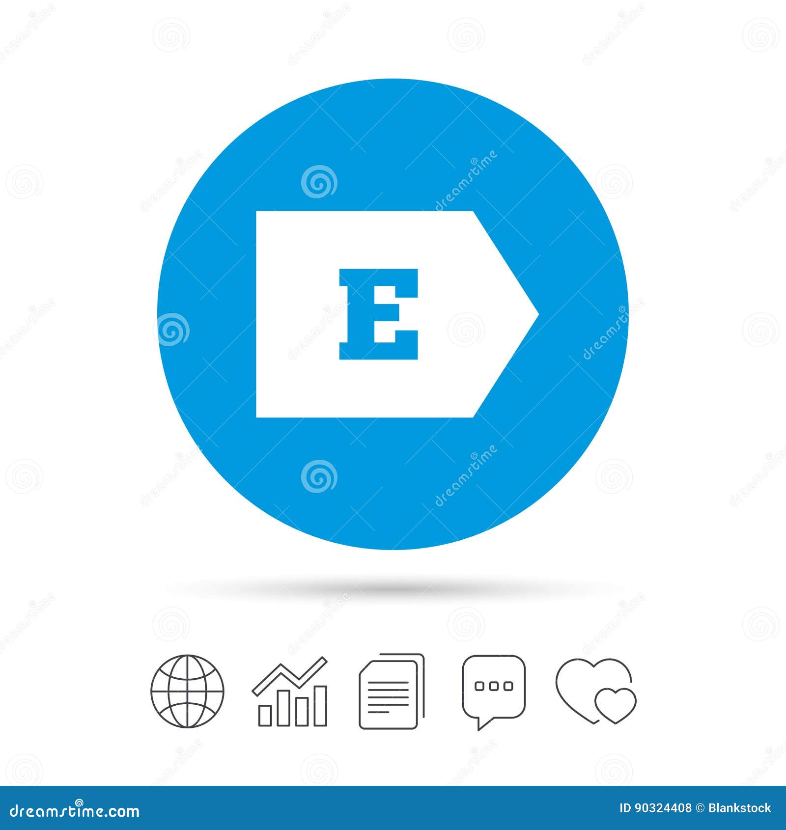 Energy Efficiency Class E. Energy Consumption. Stock Vector