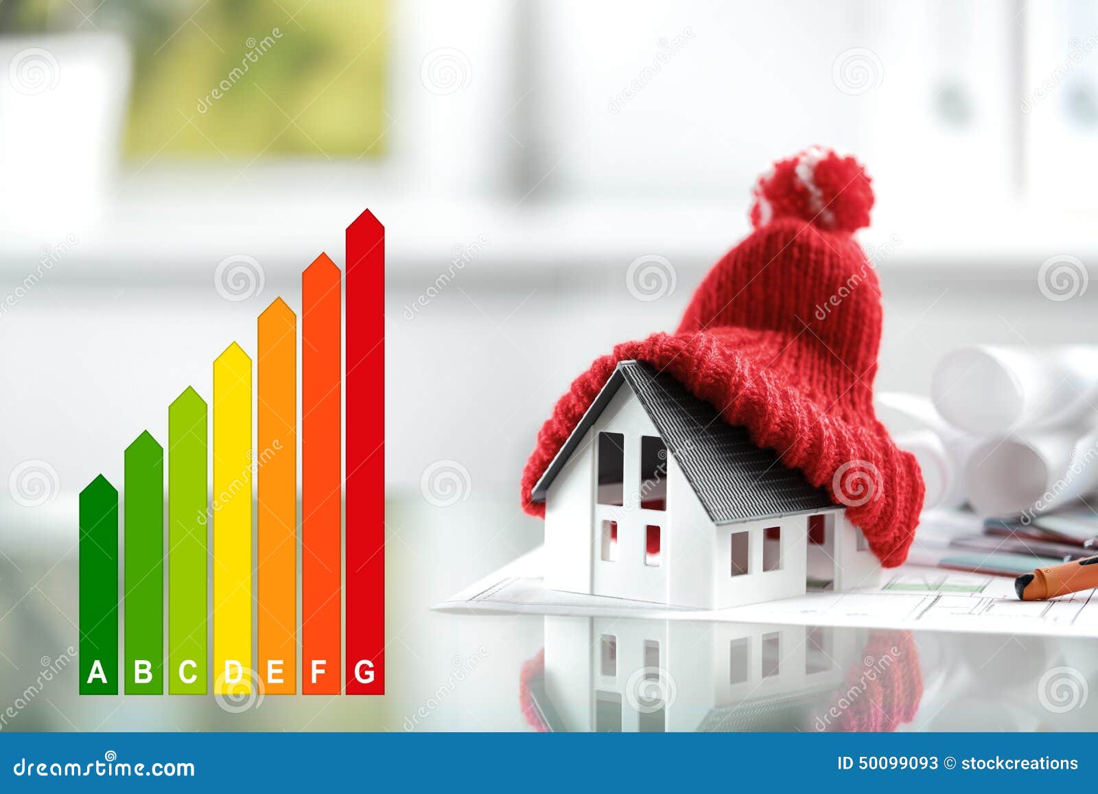 energy efficiency concept with energy rating chart