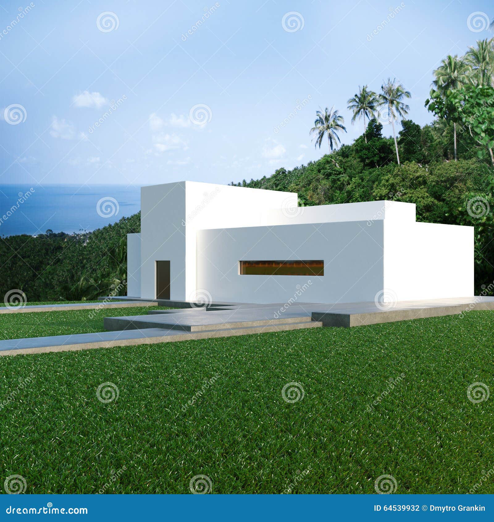 Energy Efficient Concrete Modern House on the Hill Above the Ocean in