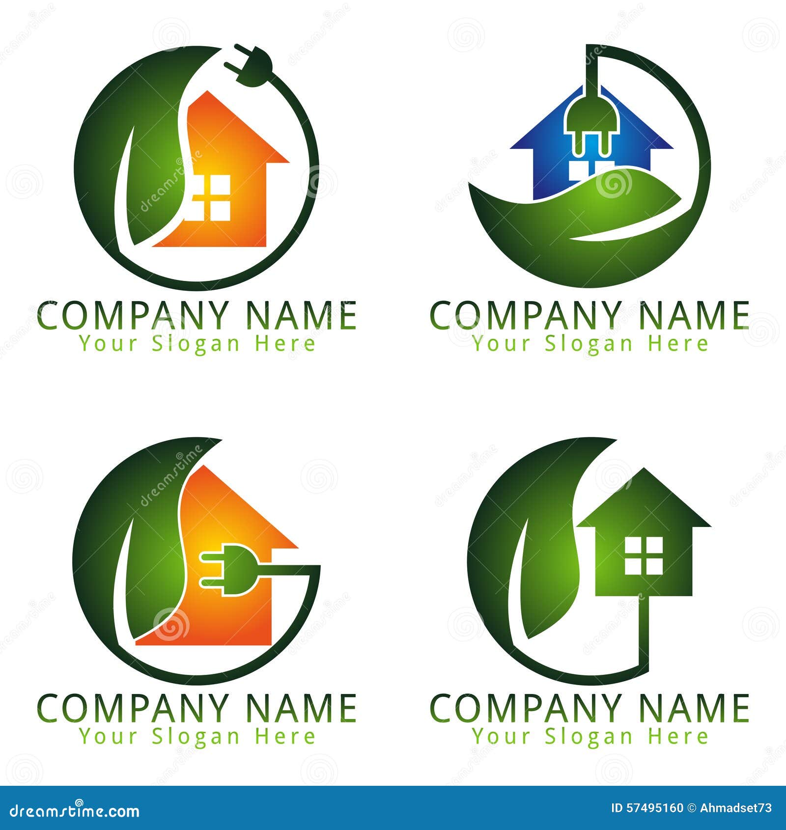 Stock Photo: Energy Electric Home Care Logo Natural Concept. Image 