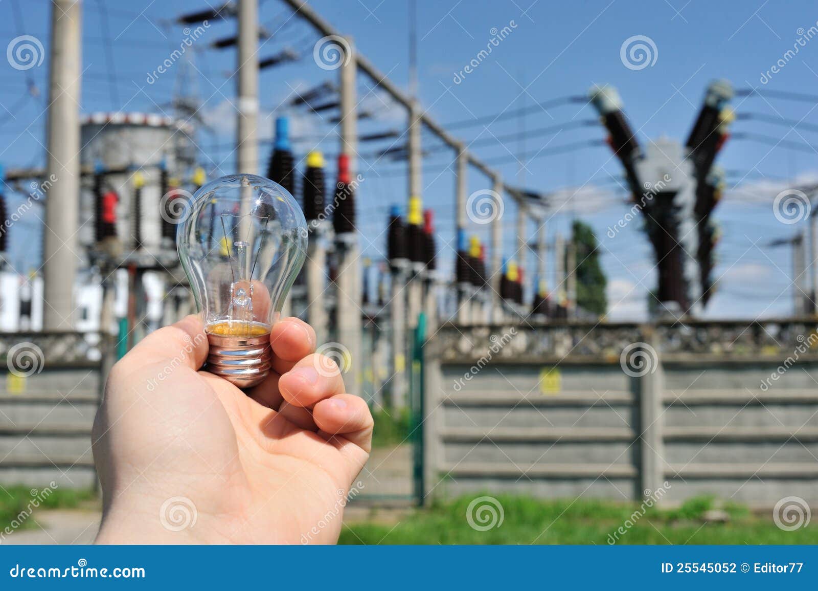 Electric bulb in the hand stock photo. Image of energy 25545052